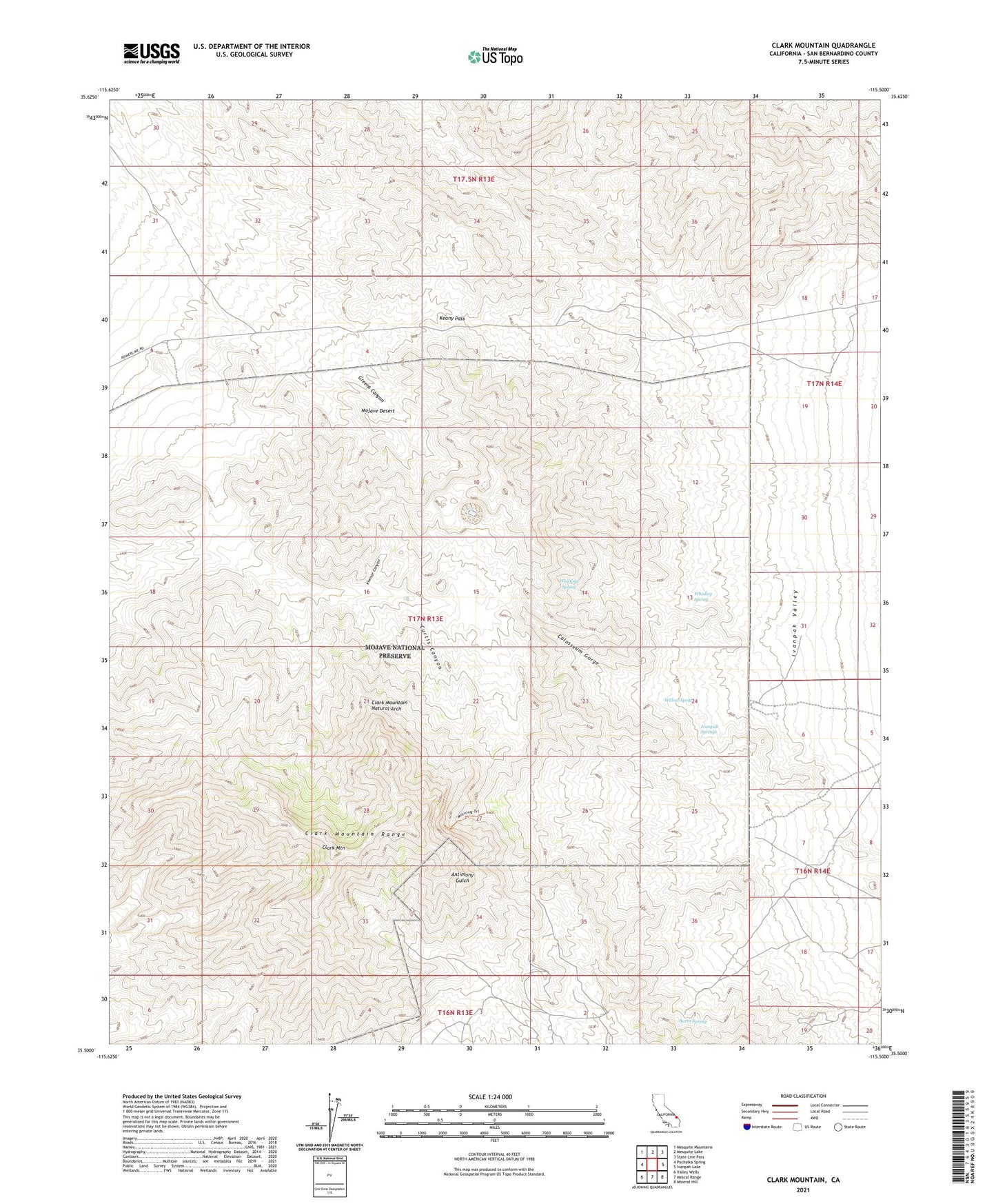 Clark Mountain California US Topo Map Image