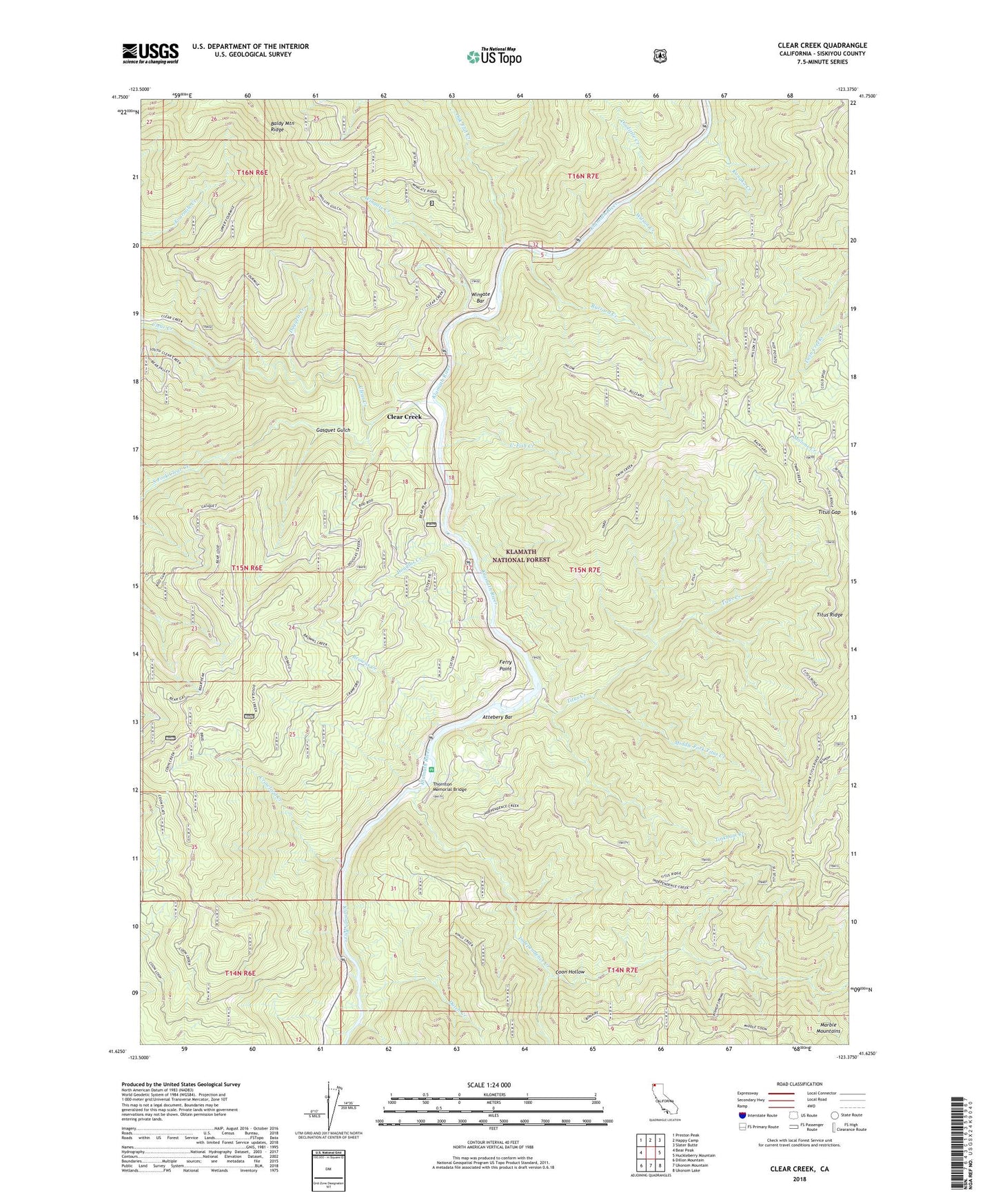 Clear Creek California US Topo Map Image