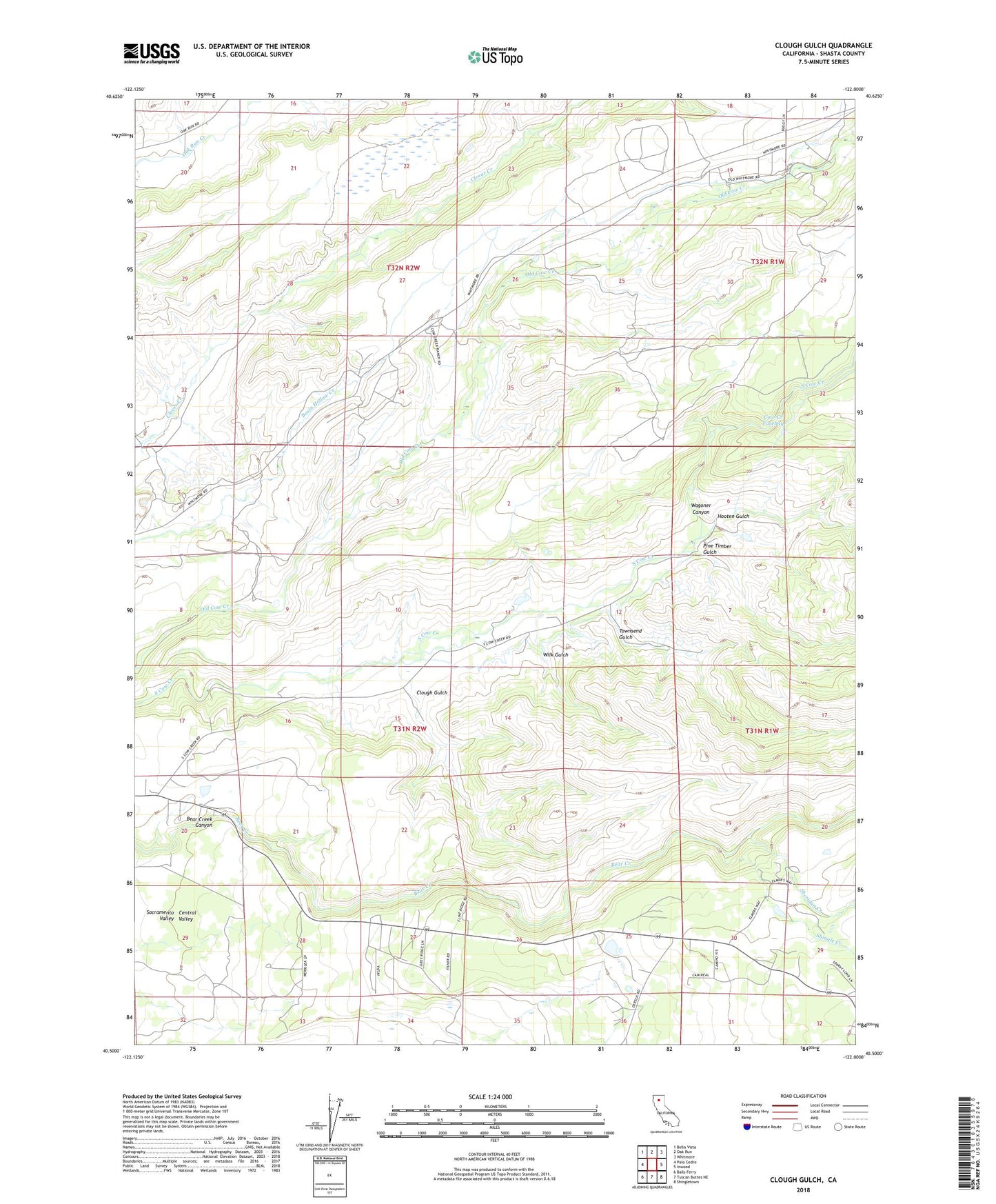 Clough Gulch California US Topo Map Image
