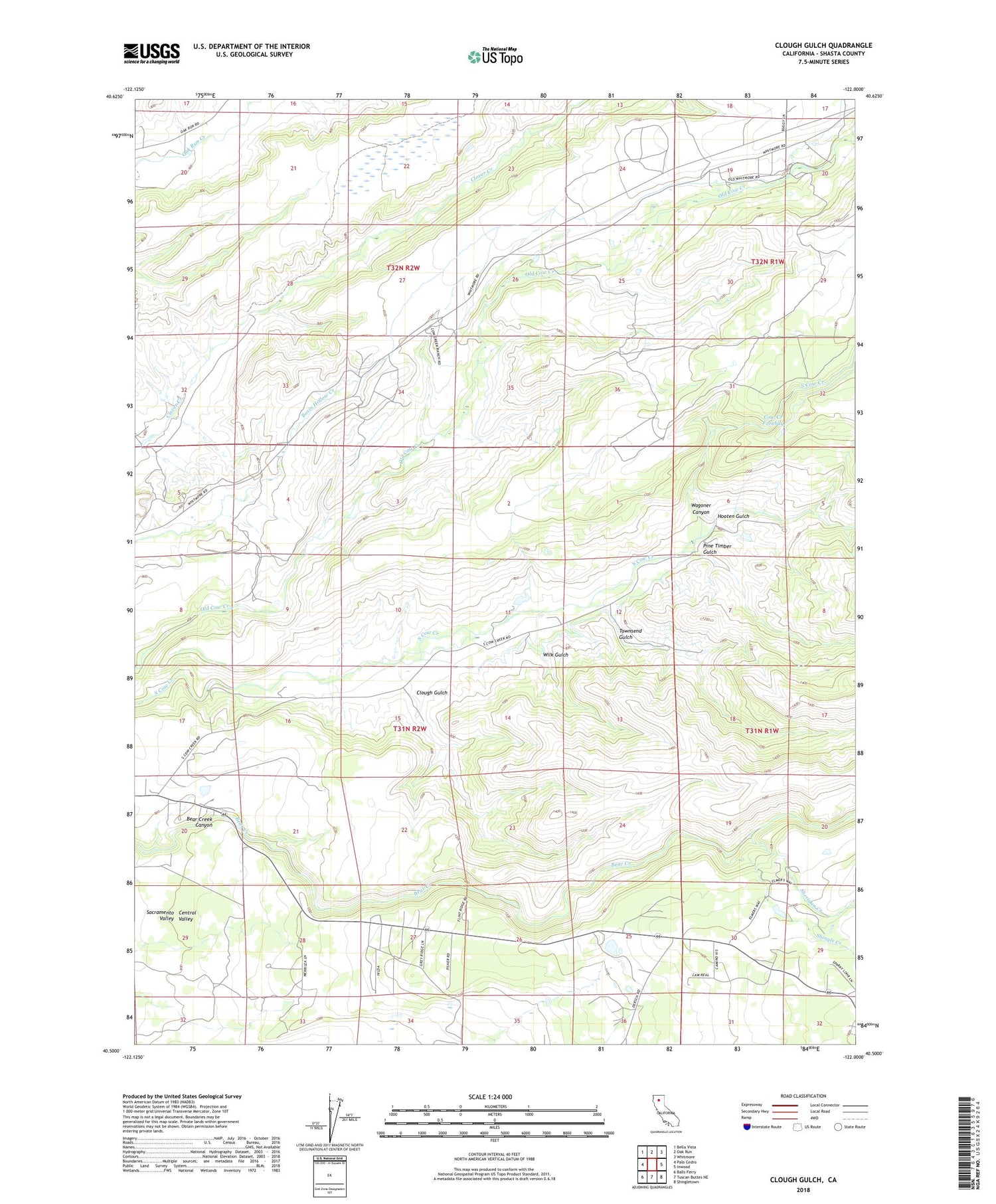 Clough Gulch California US Topo Map Image