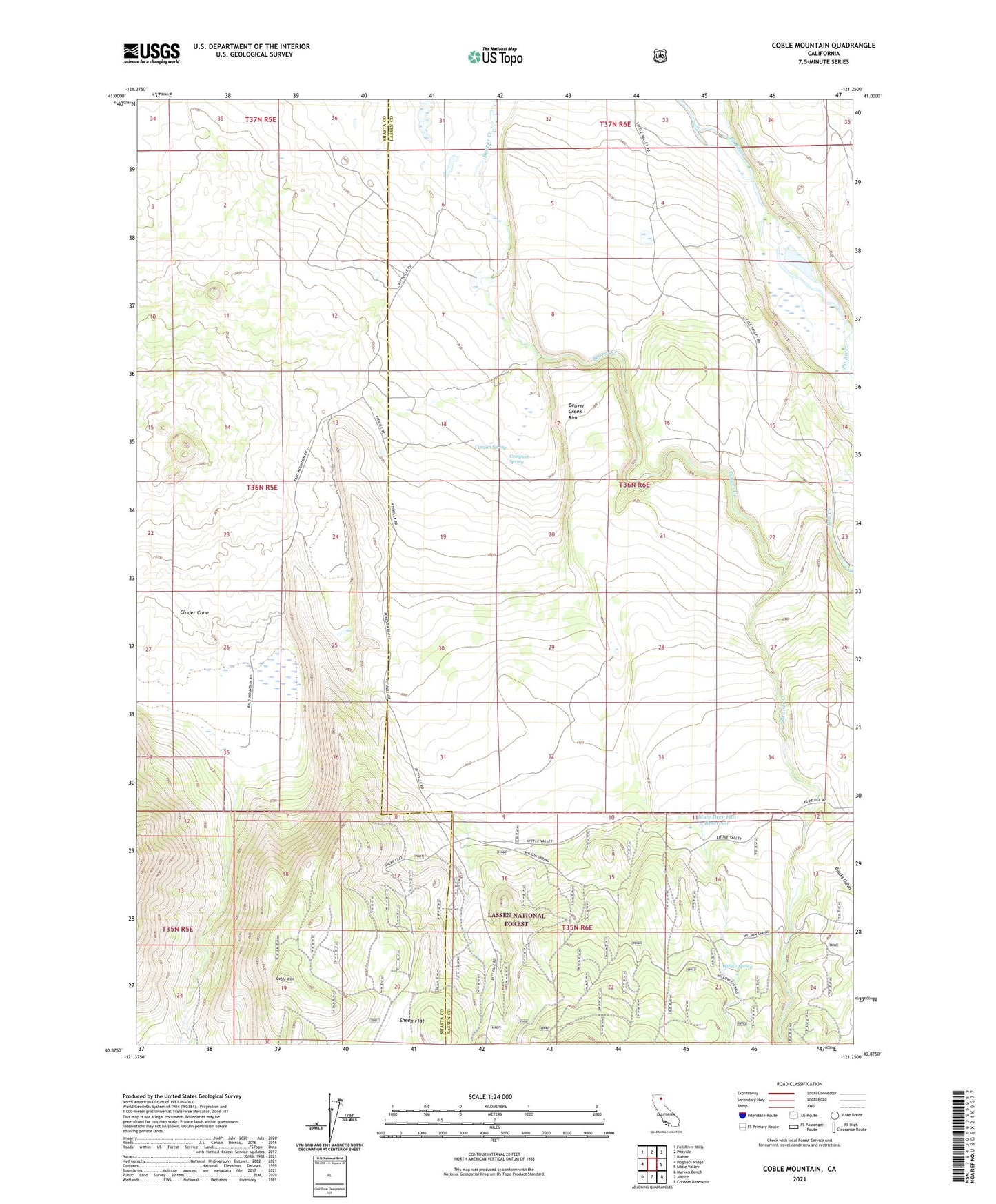 Coble Mountain California US Topo Map Image