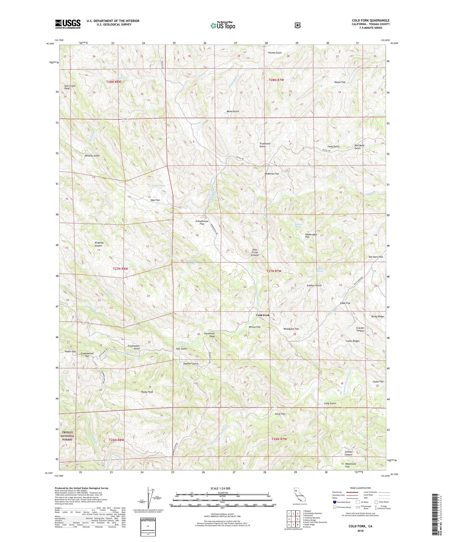 Cold Fork California US Topo Map Image