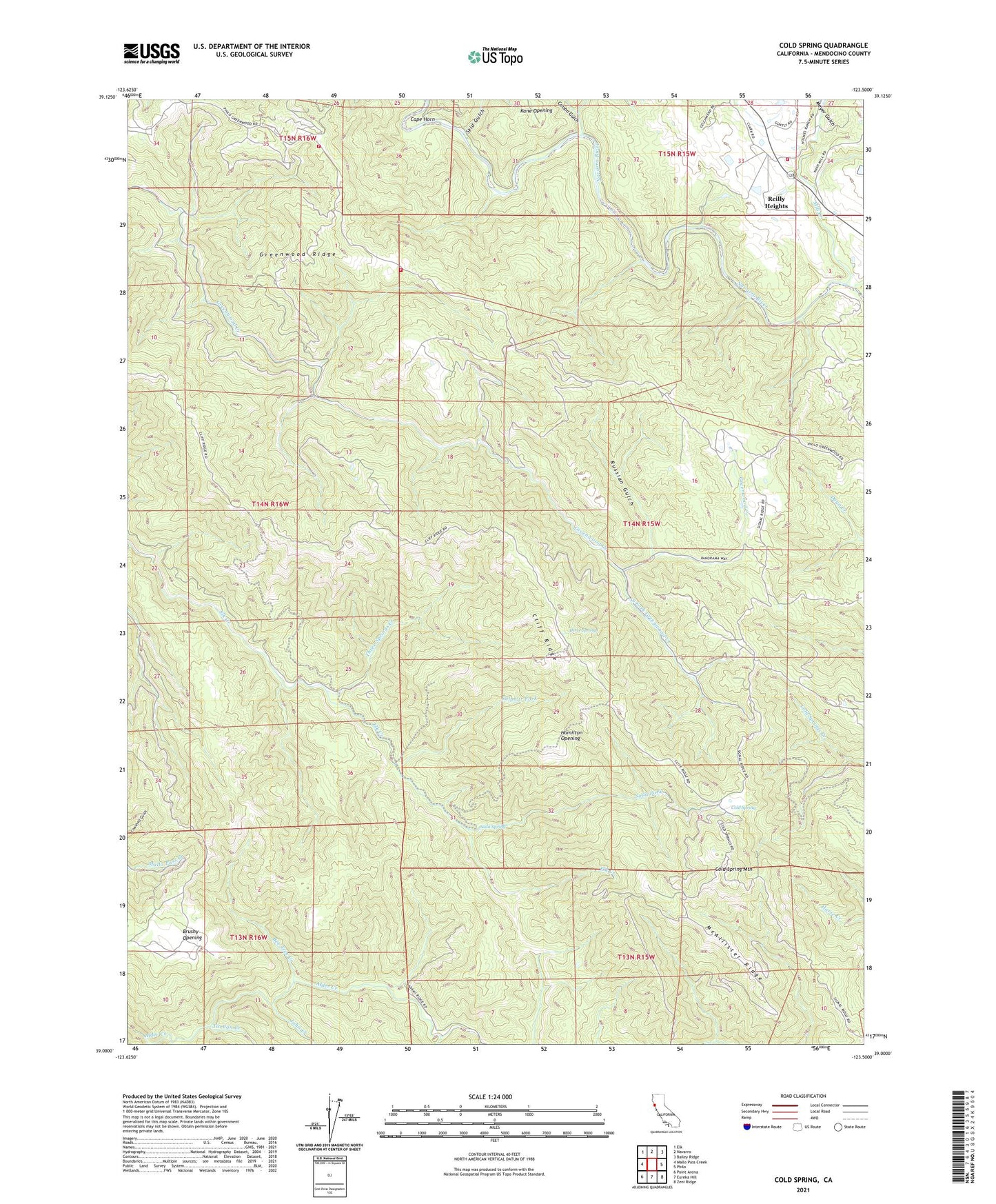 Cold Spring California US Topo Map Image