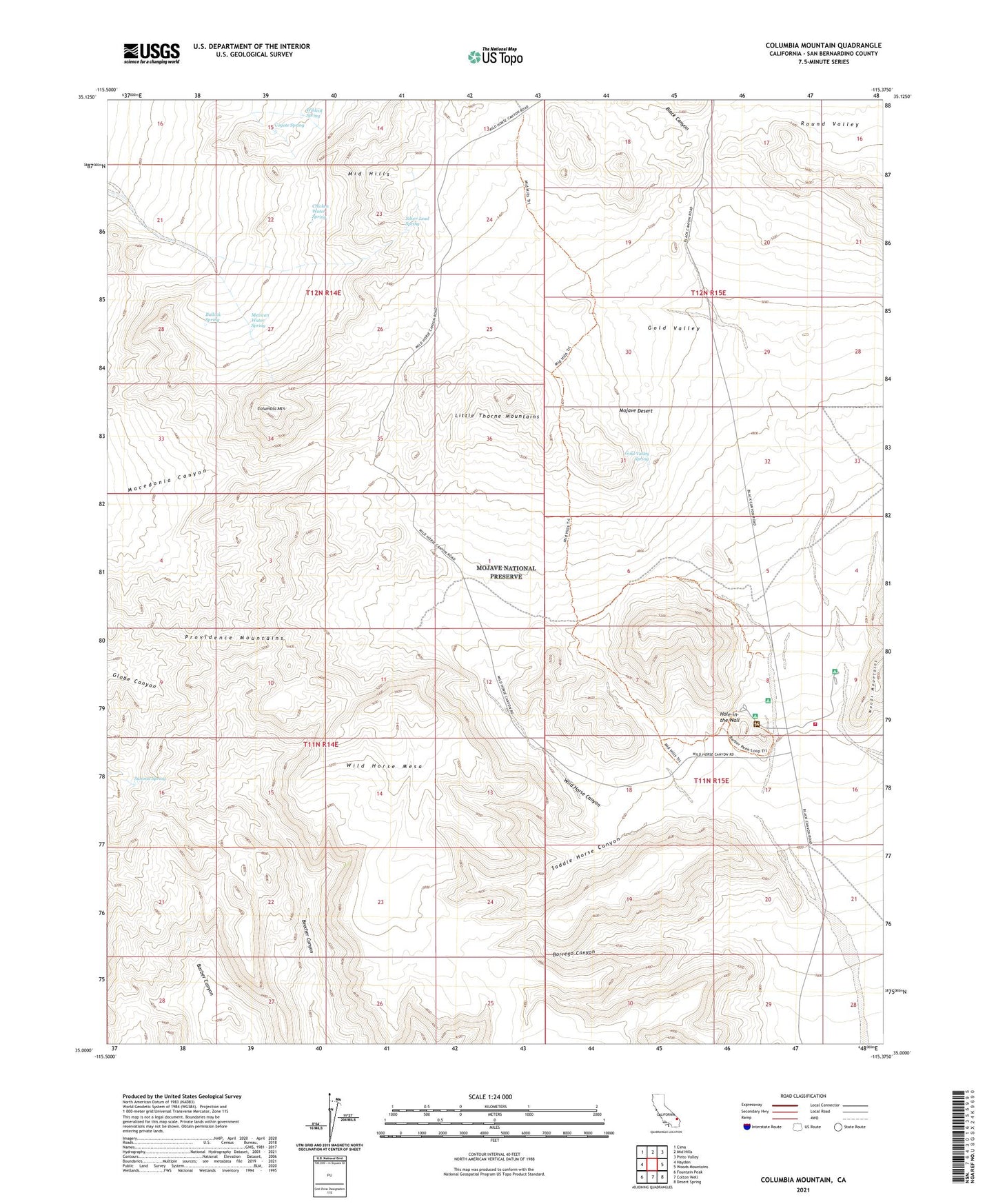 Columbia Mountain California US Topo Map Image