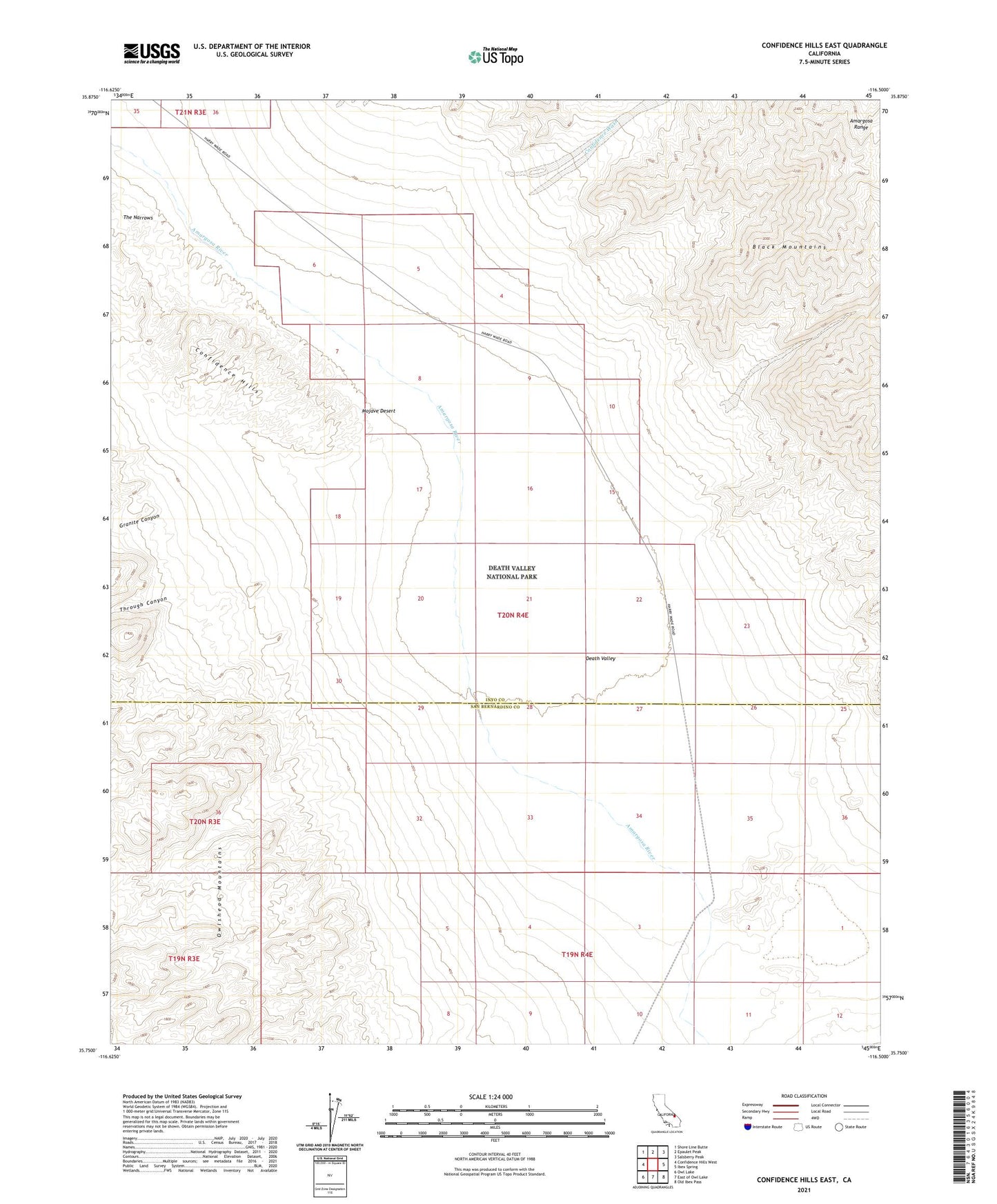 Confidence Hills East California US Topo Map Image