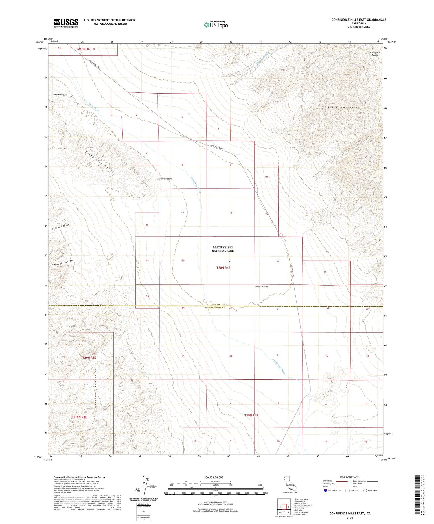 Confidence Hills East California US Topo Map Image