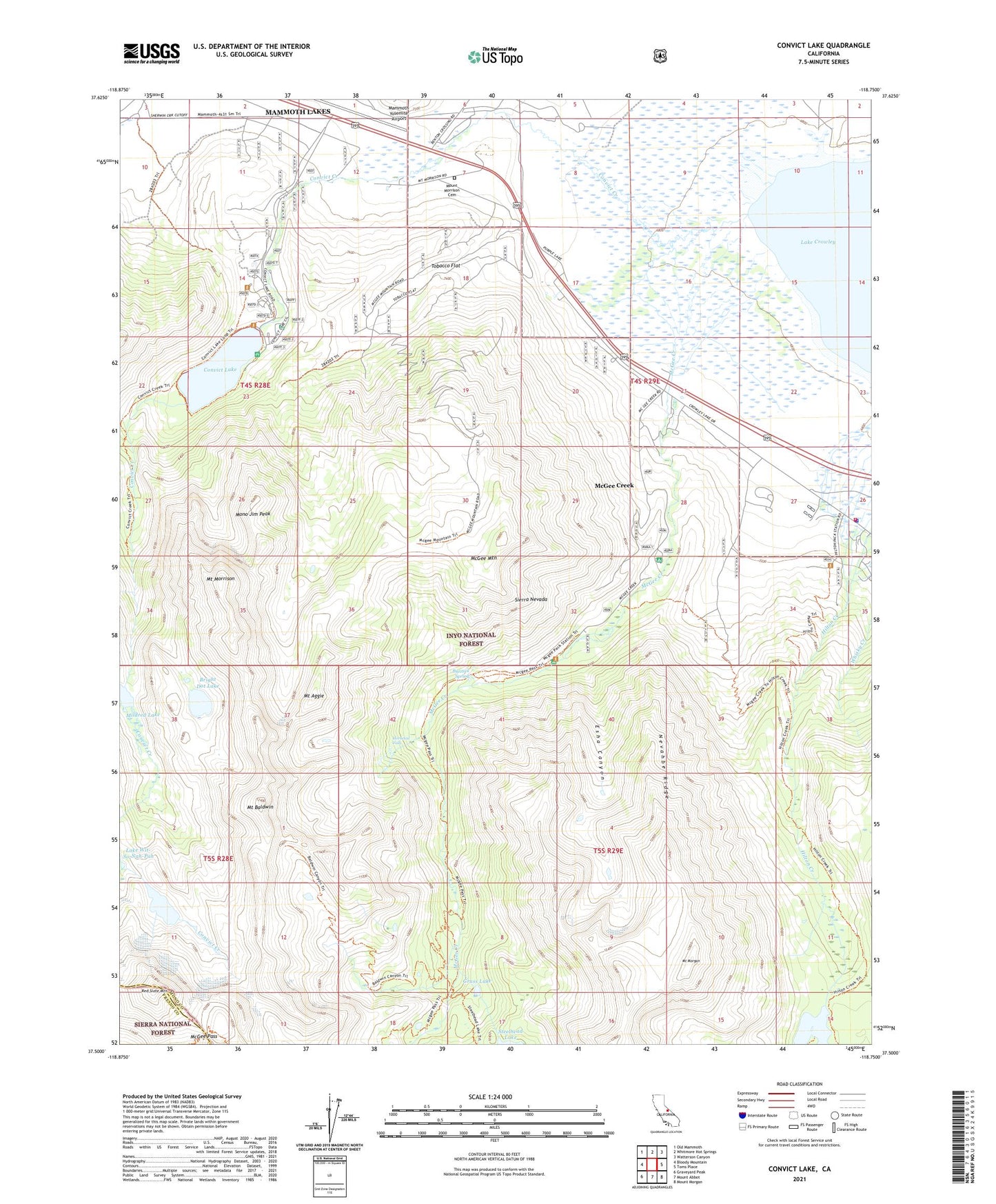 Convict Lake California US Topo Map Image