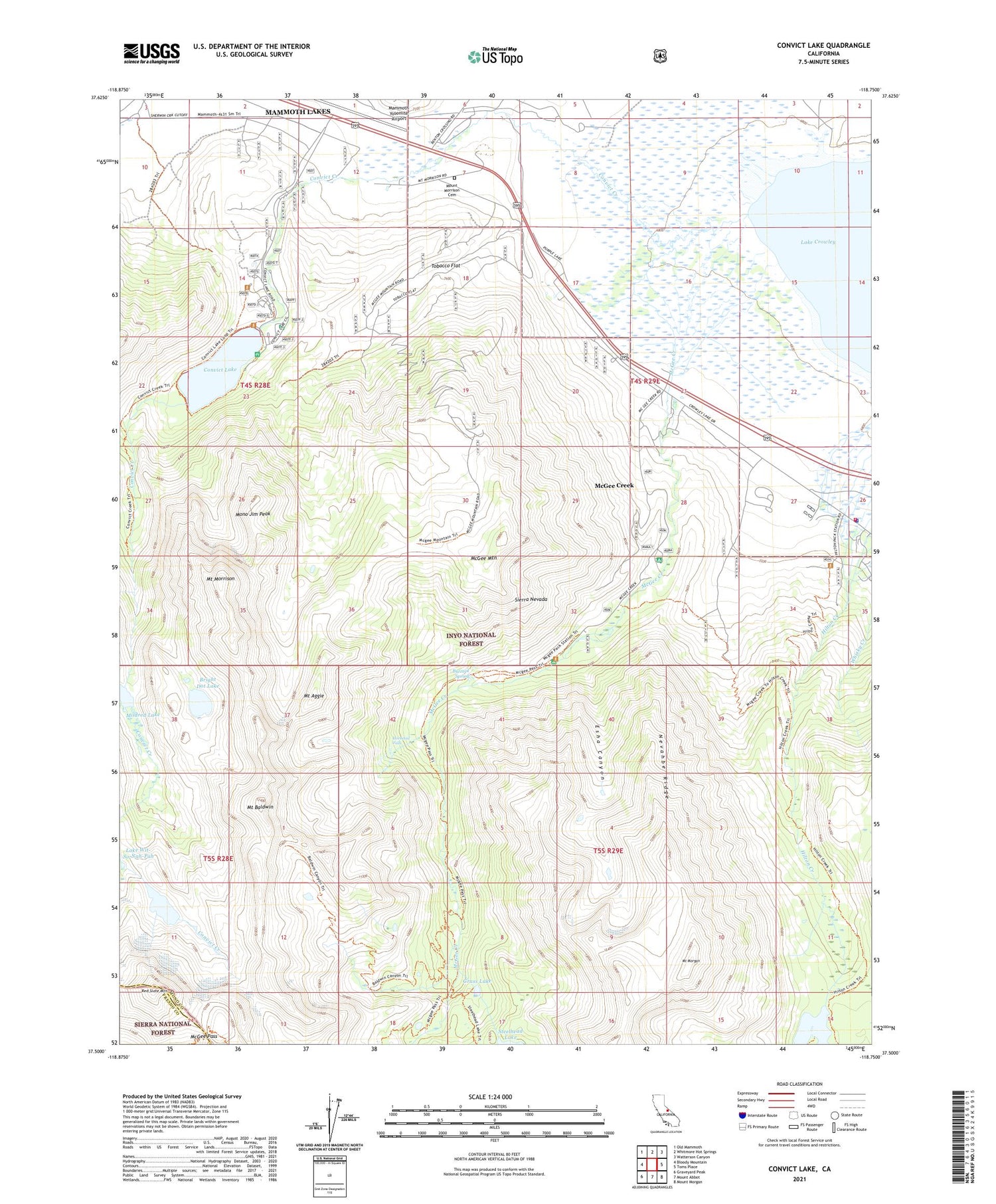 Convict Lake California US Topo Map Image