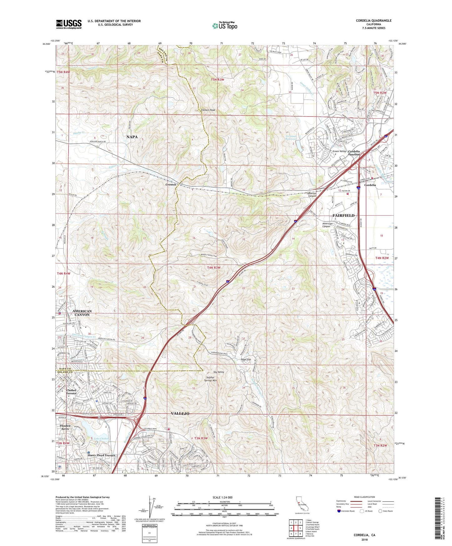 Cordelia California US Topo Map Image