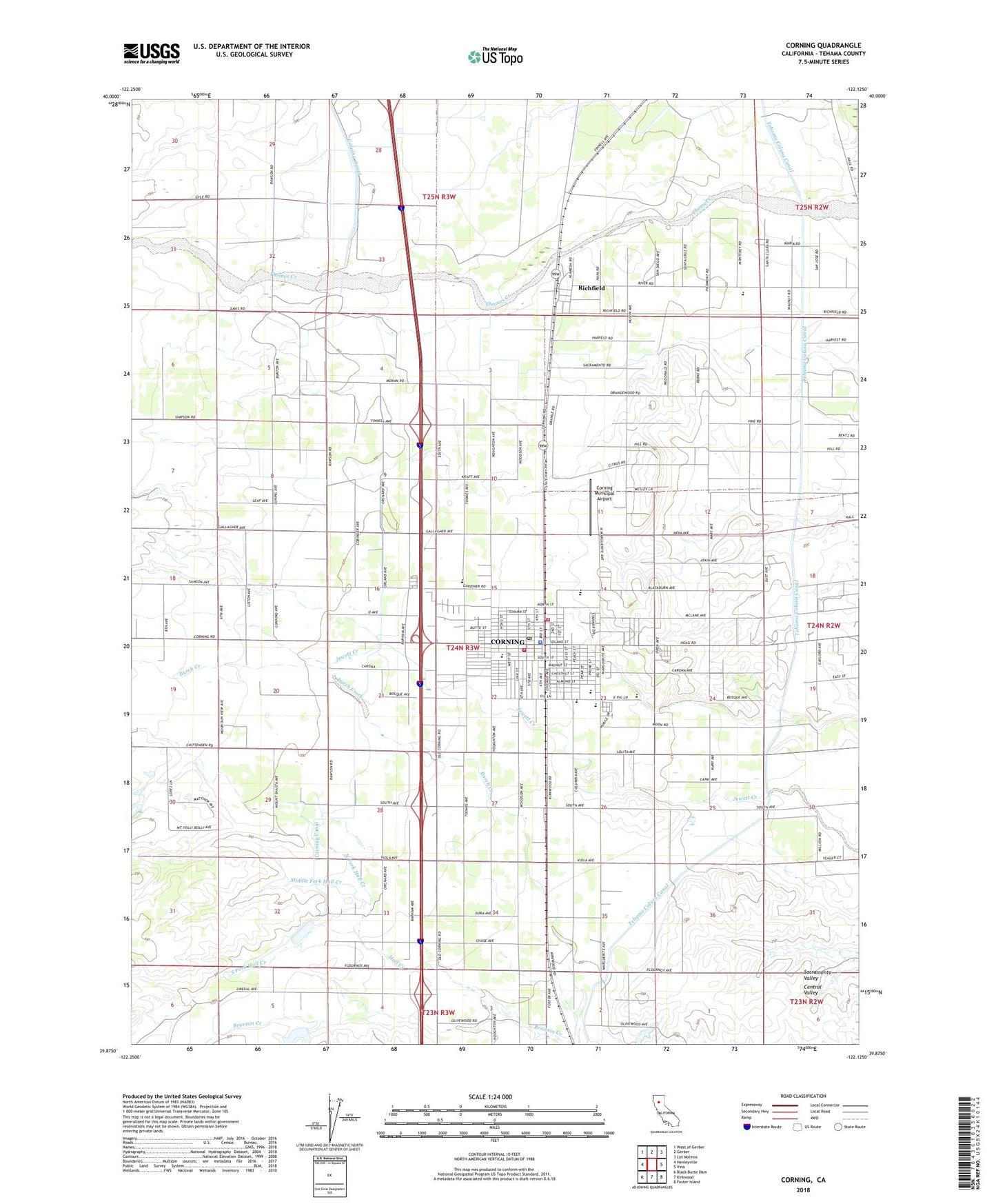 Corning California US Topo Map Image