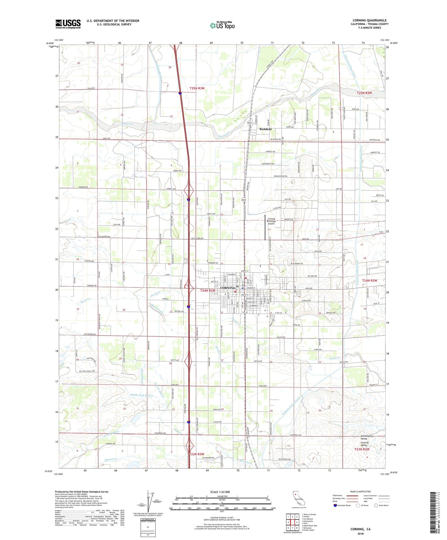 Corning California US Topo Map Image