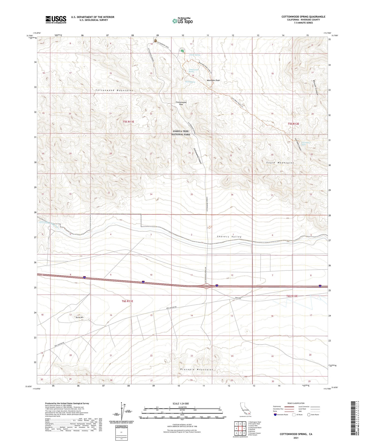 Cottonwood Spring California US Topo Map Image