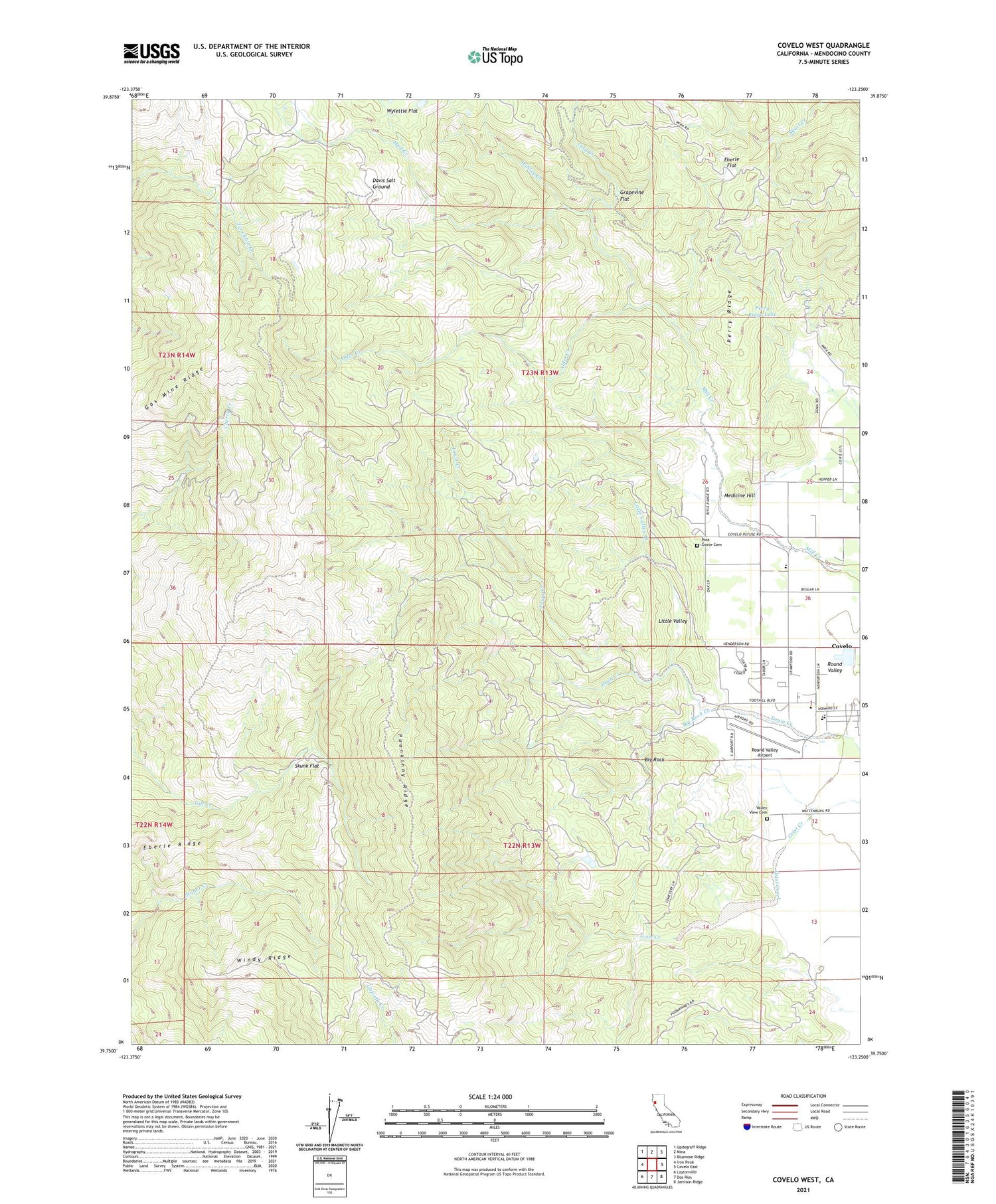 Covelo West California US Topo Map Image