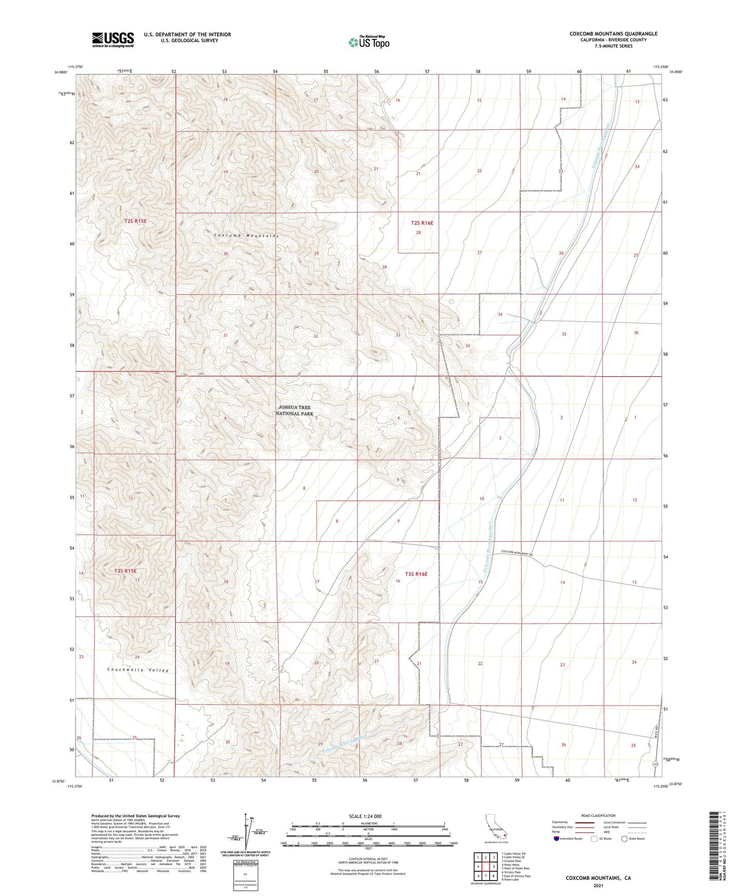 Coxcomb Mountains California US Topo Map Image