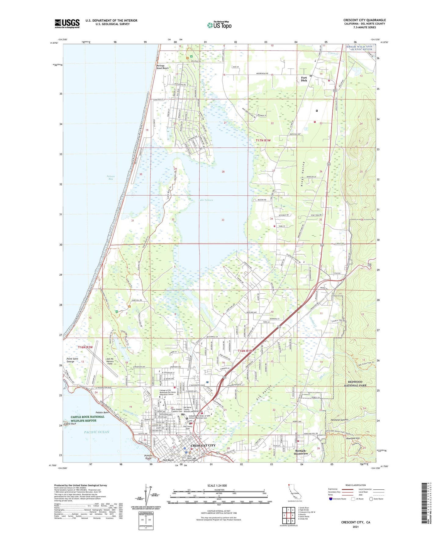 Crescent City California US Topo Map Image