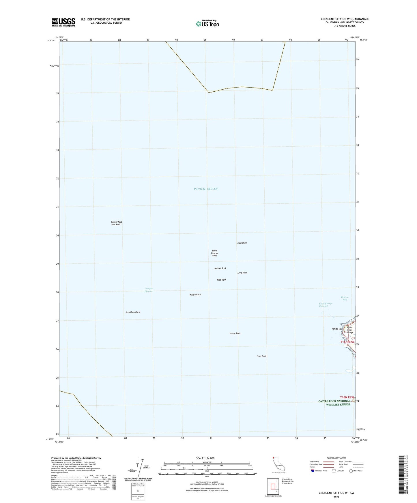 Crescent City OE W California US Topo Map Image