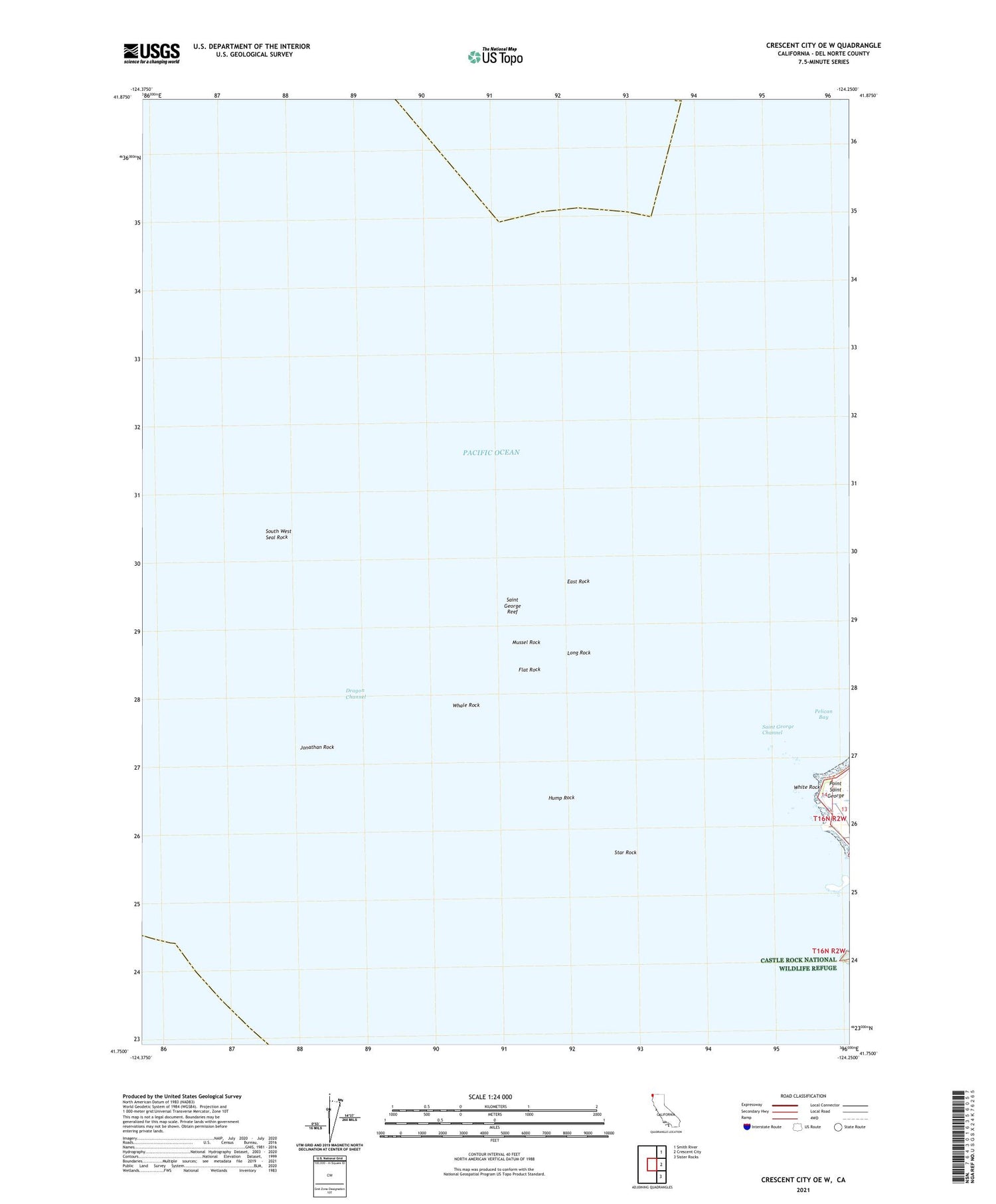 Crescent City OE W California US Topo Map Image