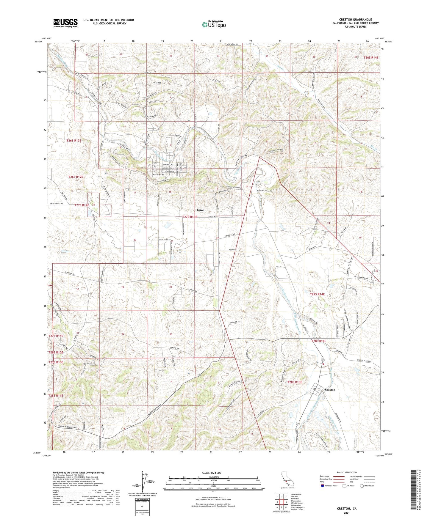 Creston California US Topo Map Image