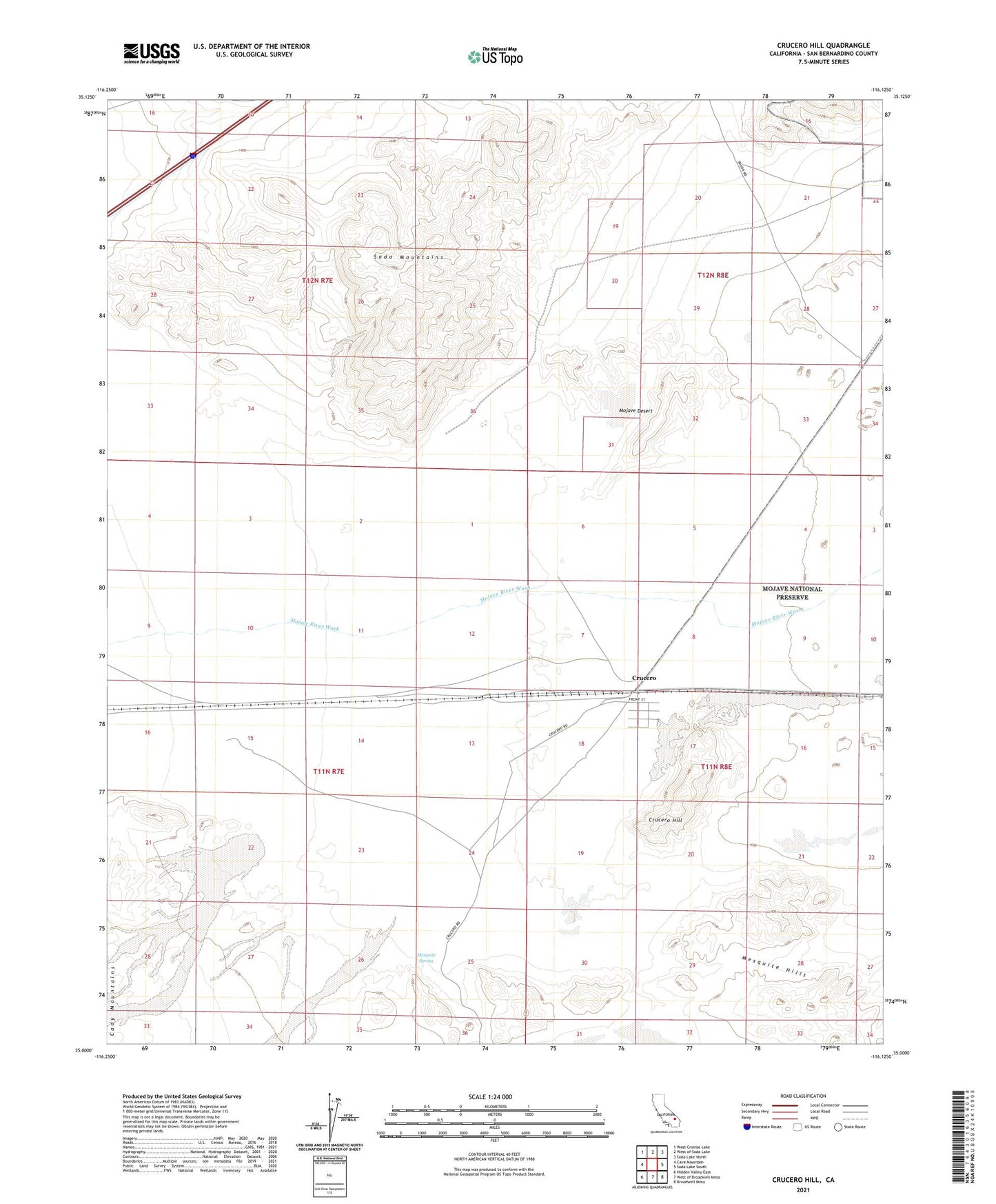 Crucero Hill California US Topo Map Image