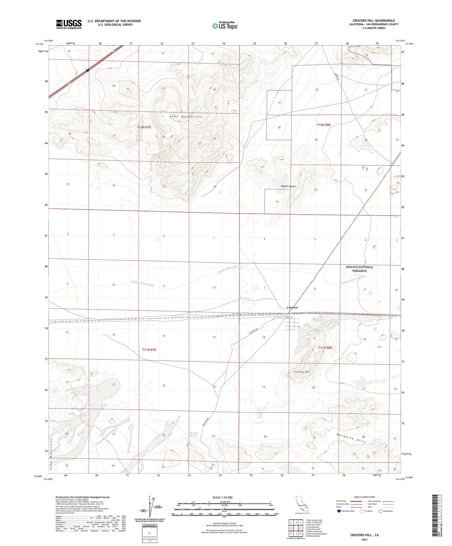 Crucero Hill California US Topo Map Image