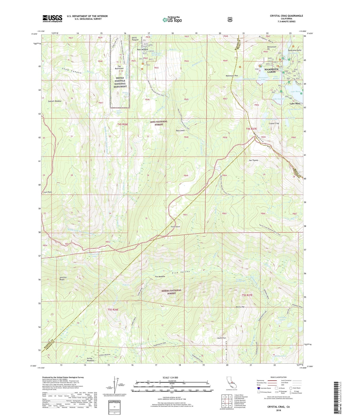 Crystal Crag California US Topo Map Image