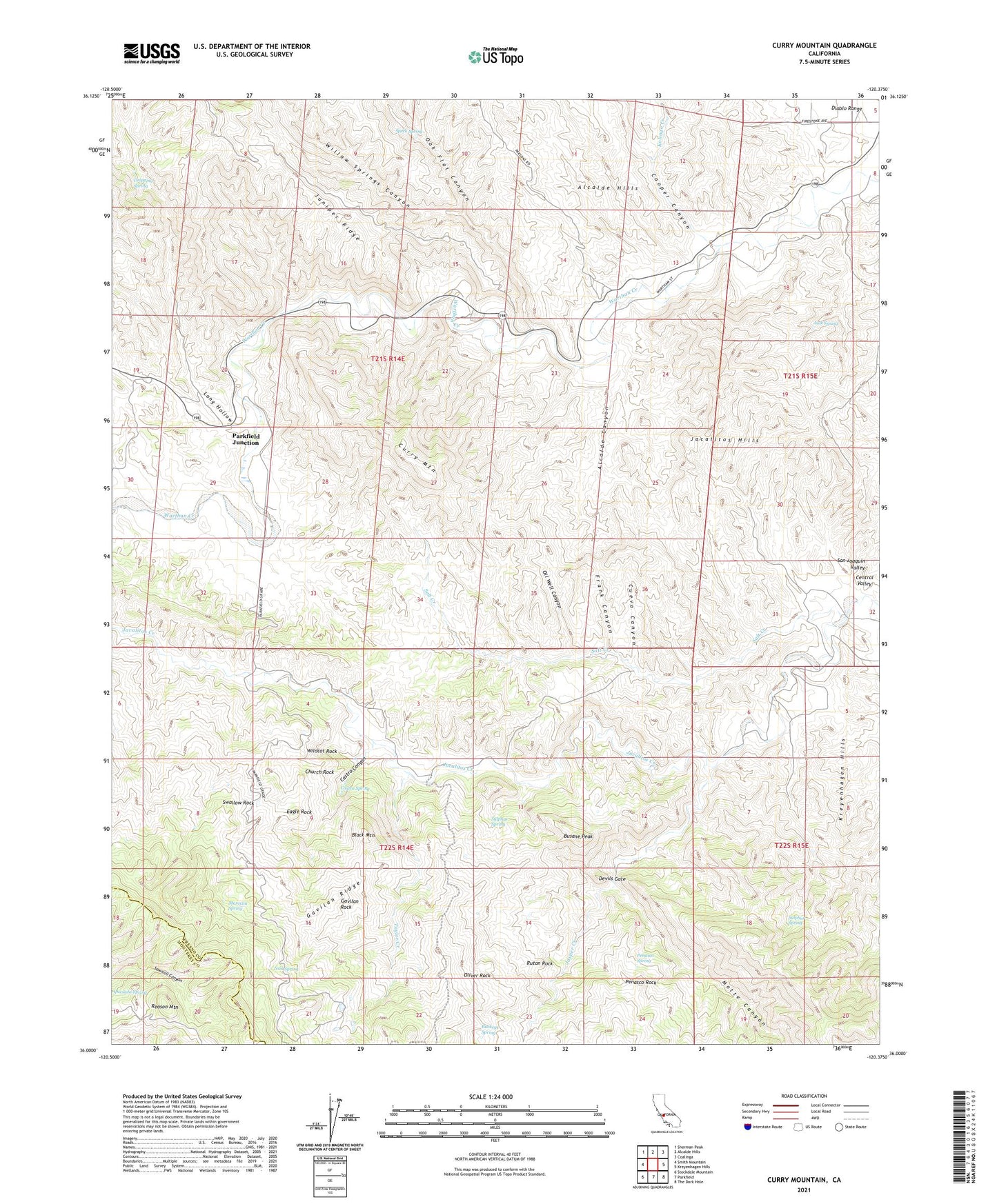 Curry Mountain California US Topo Map Image
