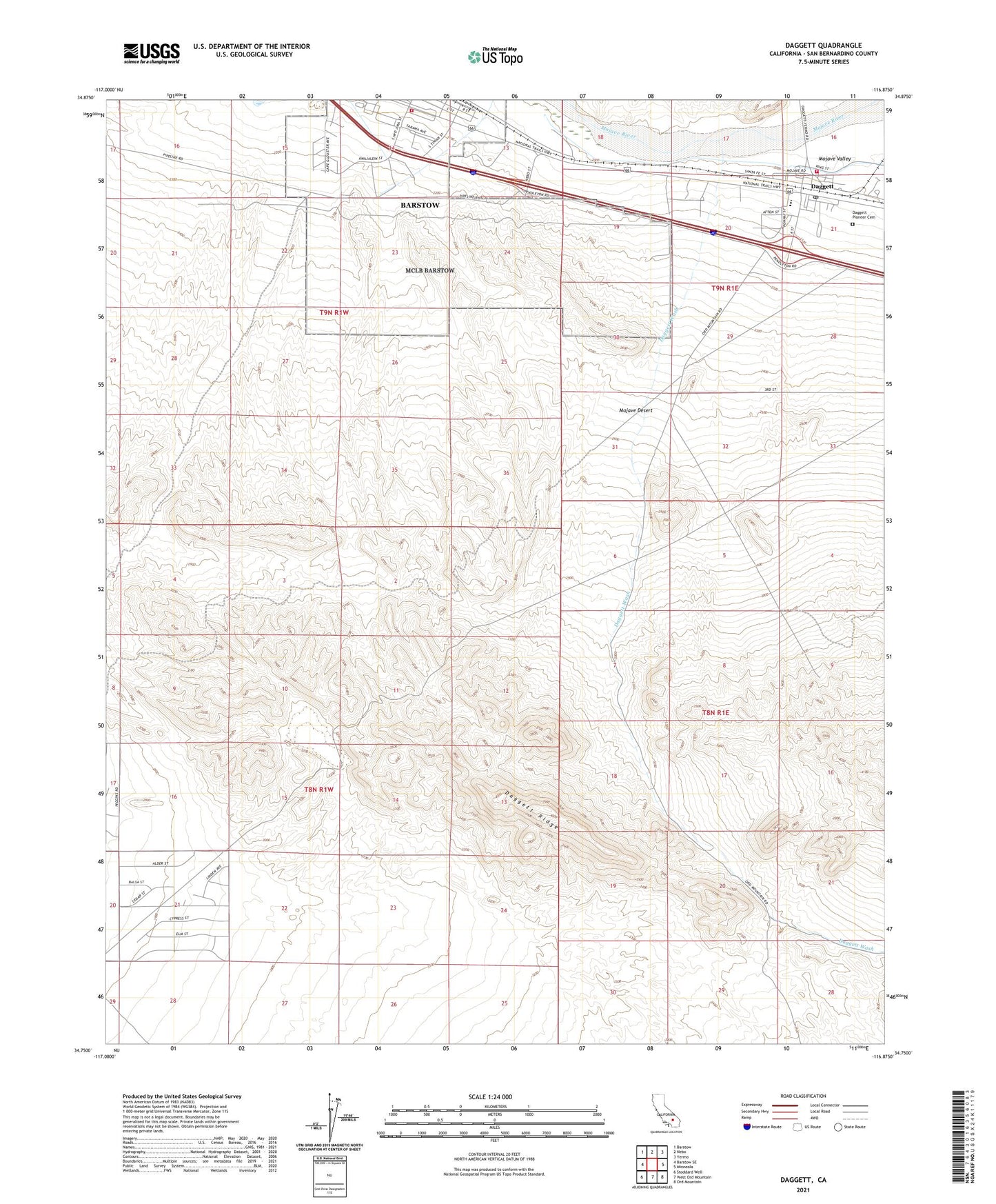 Daggett California US Topo Map Image