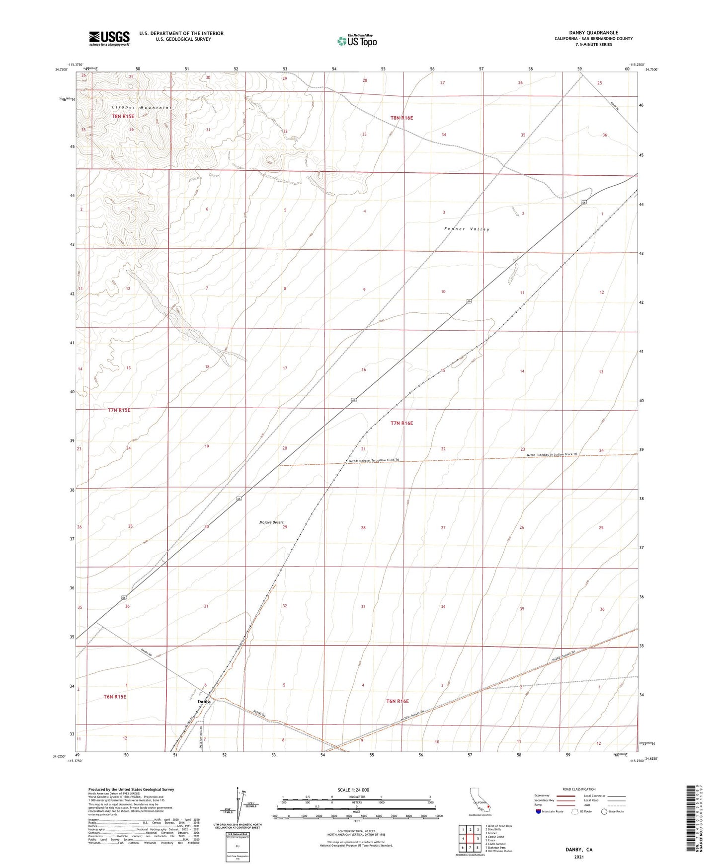 Danby California US Topo Map Image