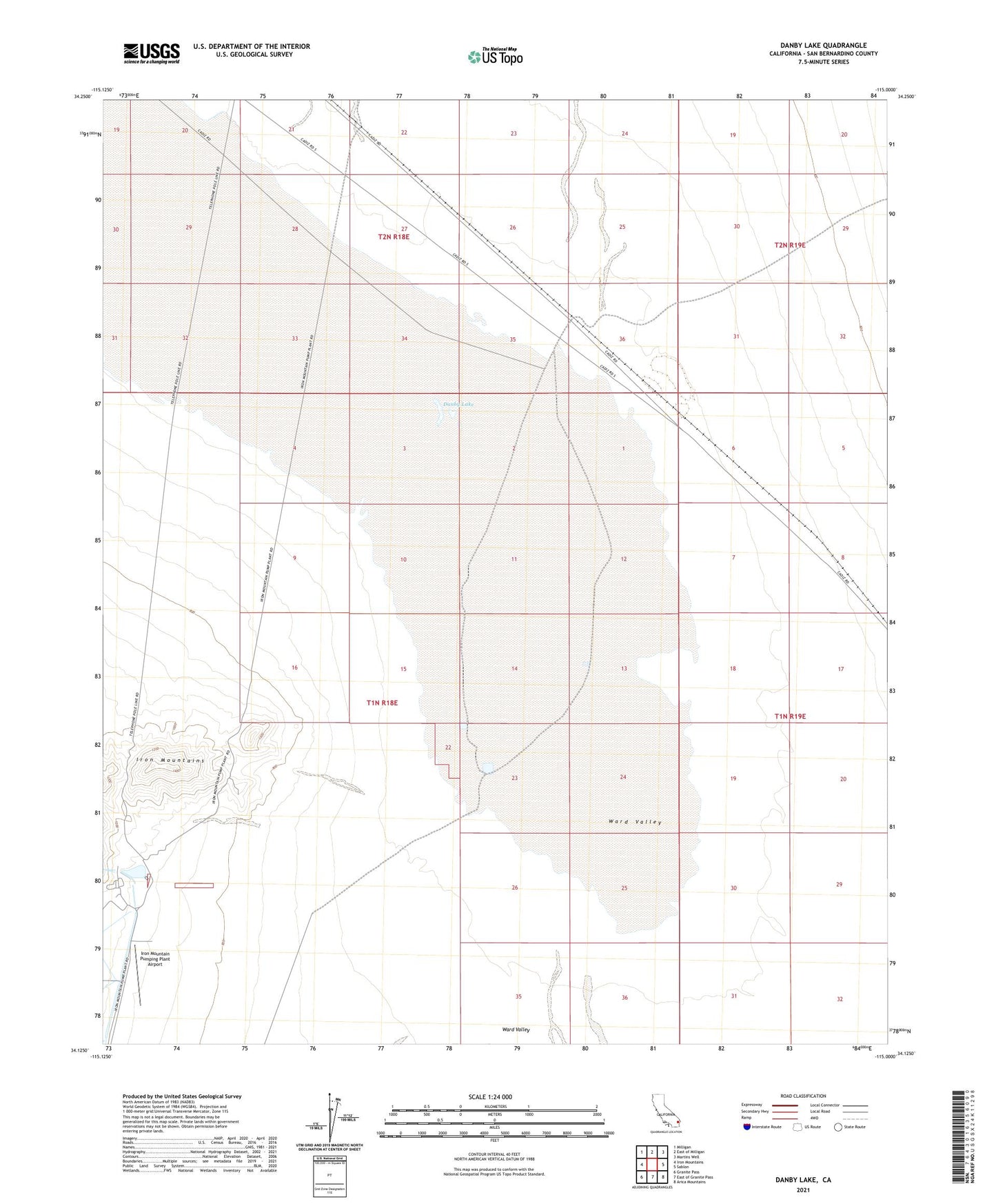 Danby Lake California US Topo Map Image