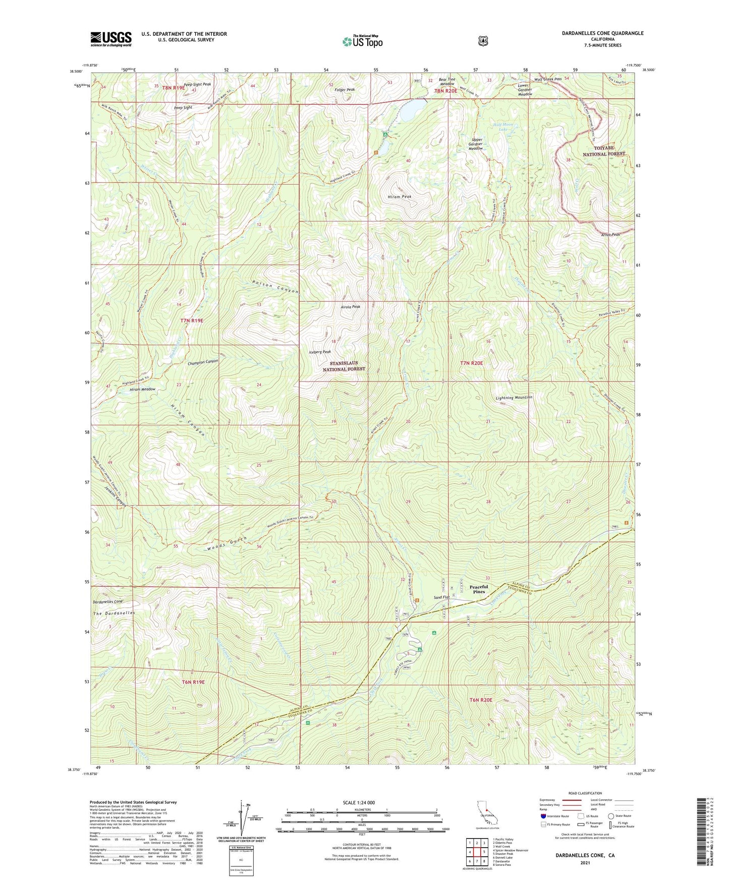 Dardanelles Cone California US Topo Map Image