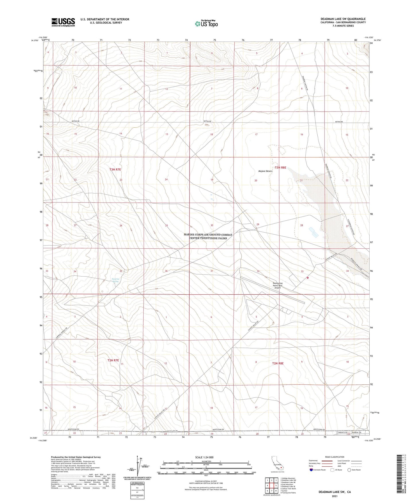 Deadman Lake SW California US Topo Map Image