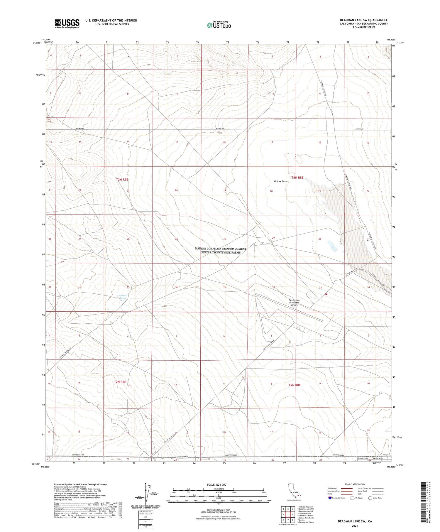 Deadman Lake SW California US Topo Map Image
