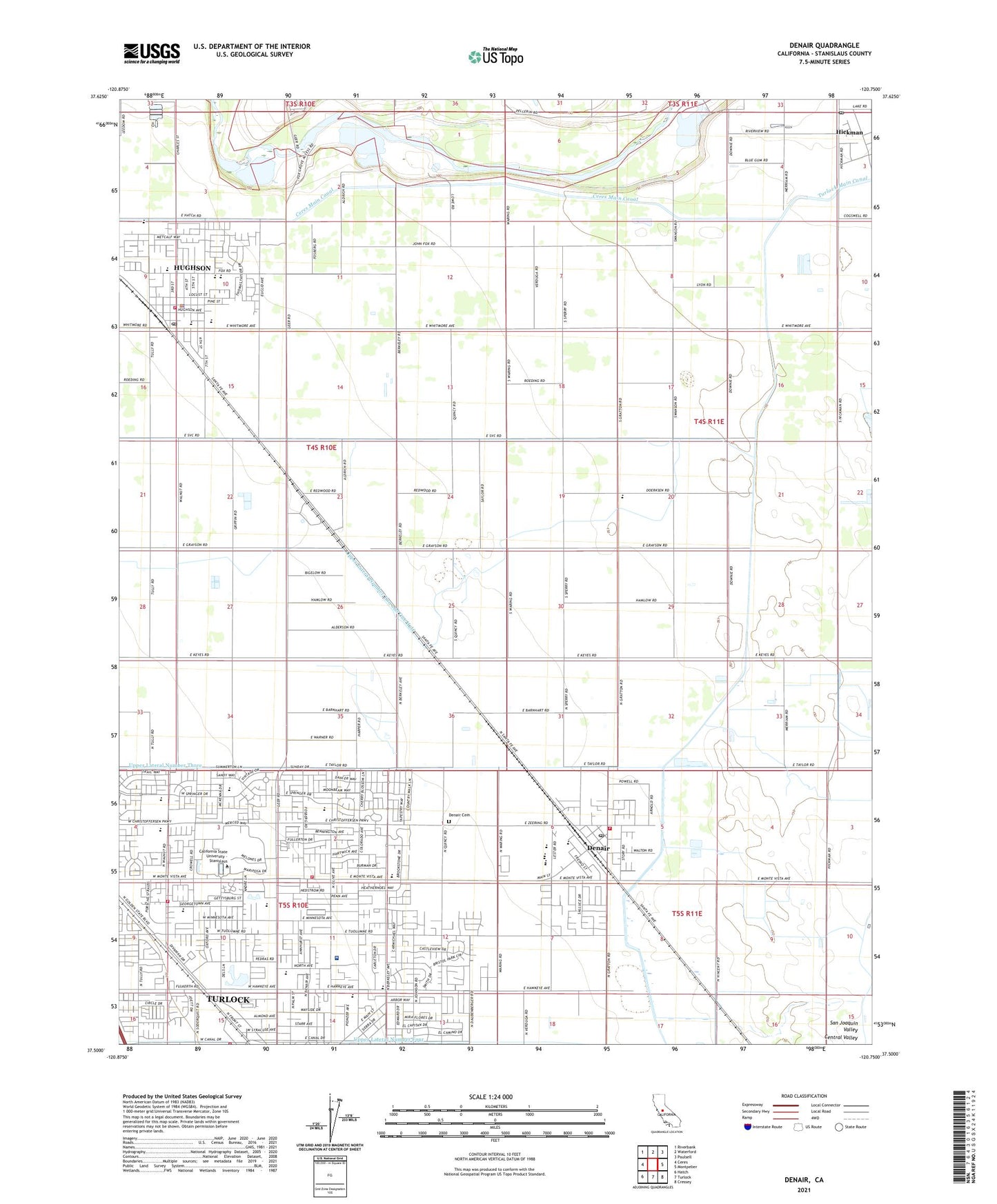 Denair California US Topo Map Image