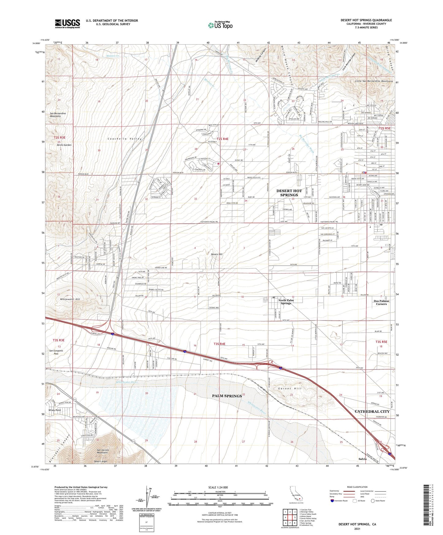Desert Hot Springs California US Topo Map Image