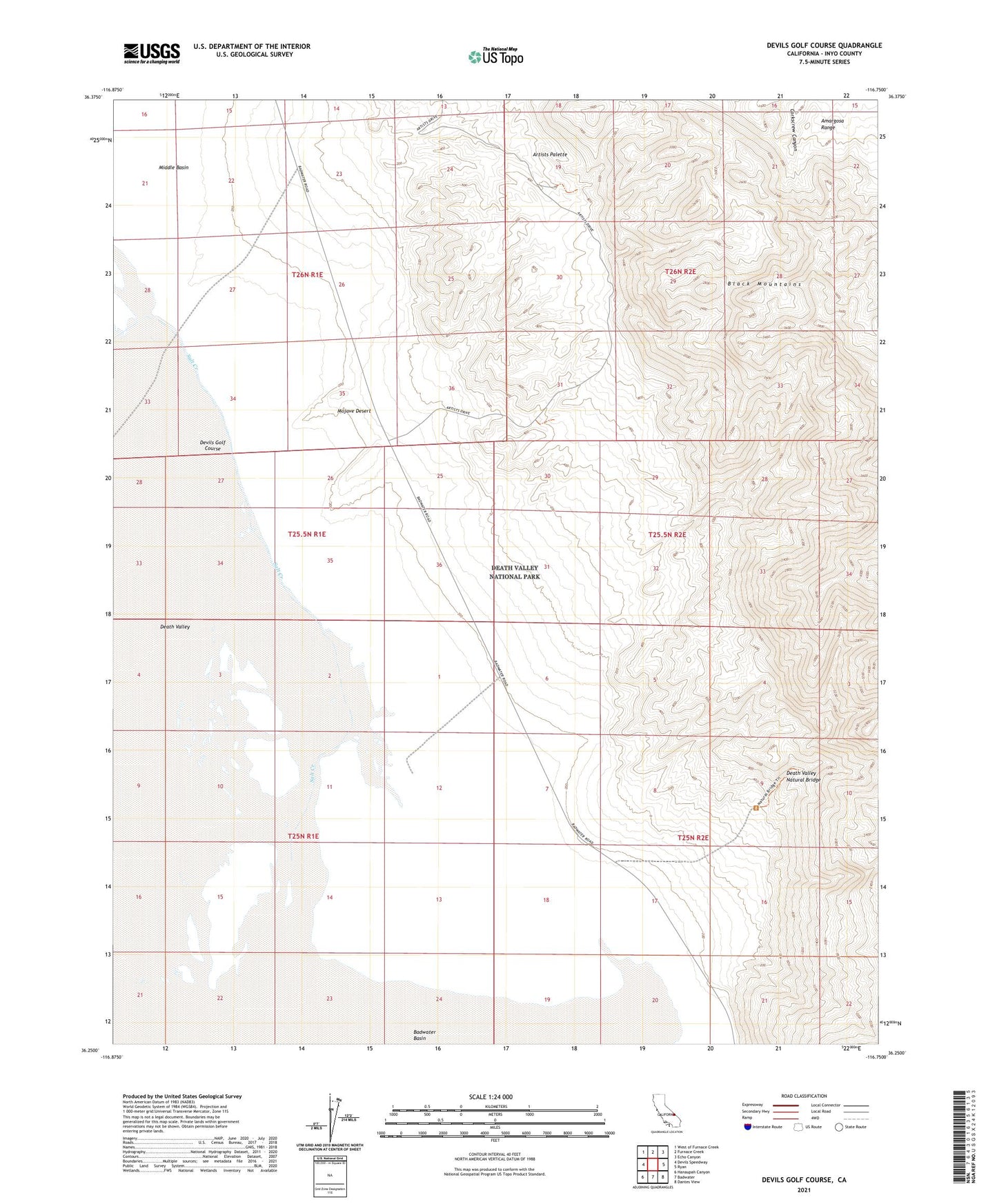 Devils Golf Course California US Topo Map Image