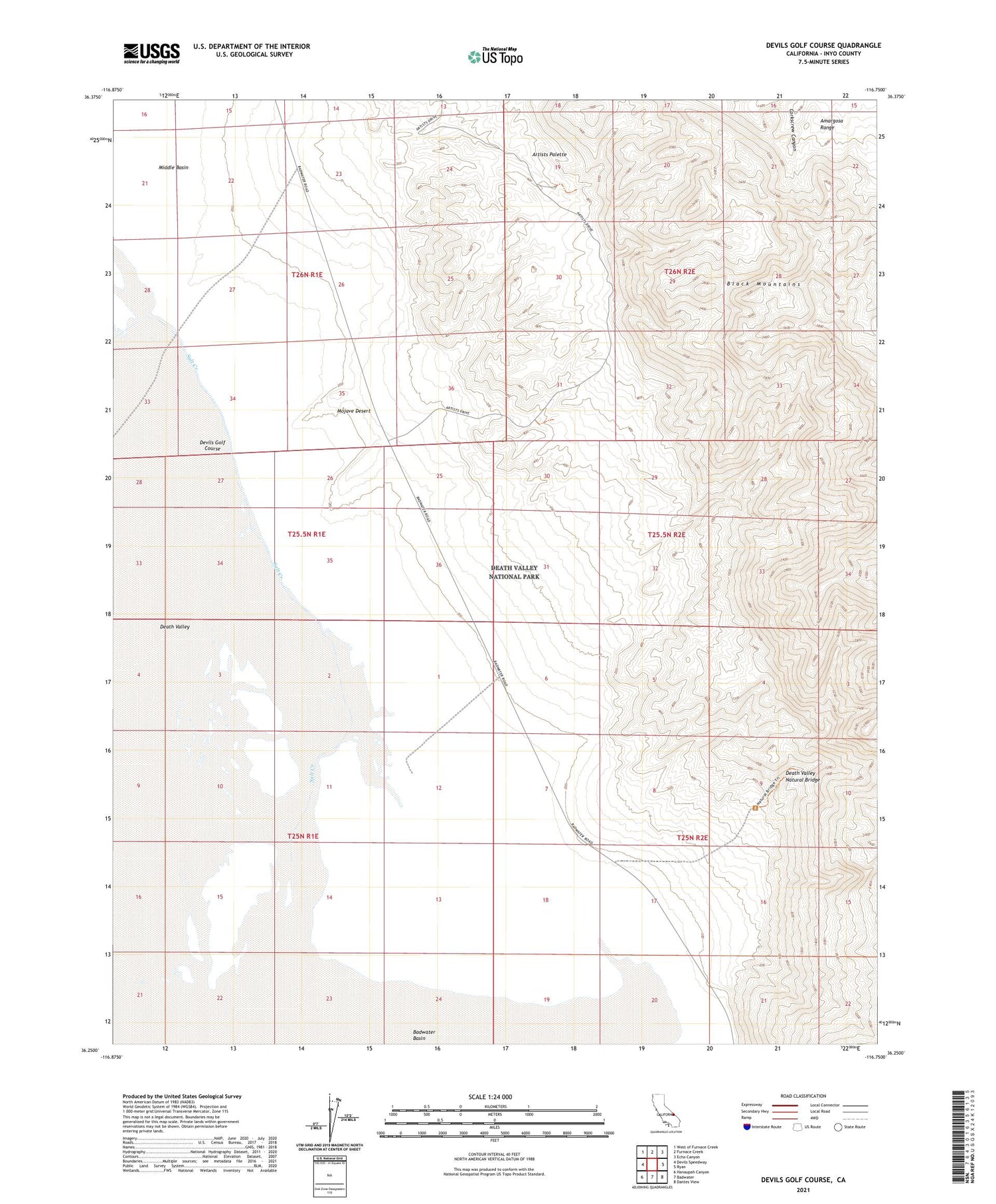 Devils Golf Course California US Topo Map Image