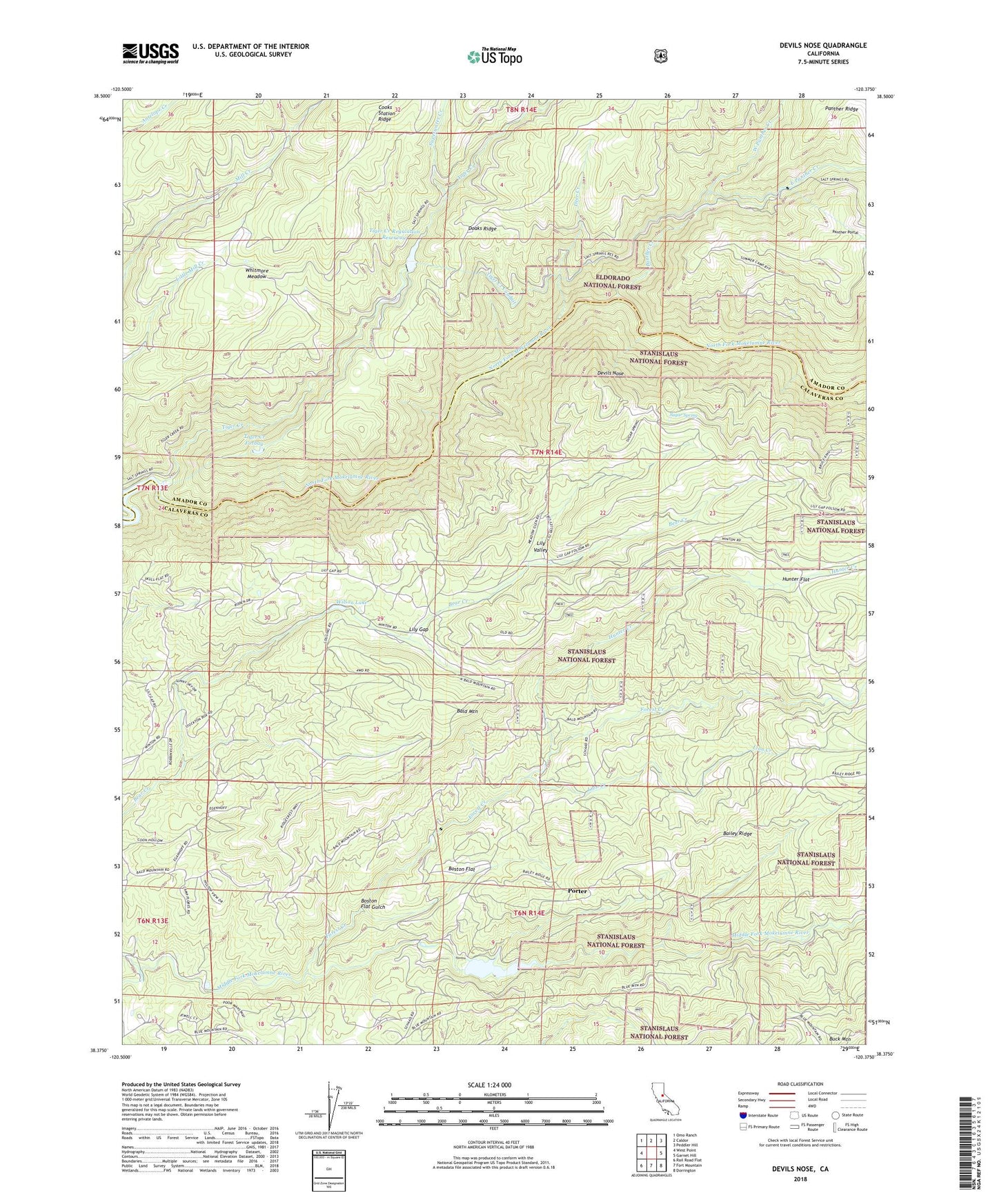 Devils Nose California US Topo Map Image