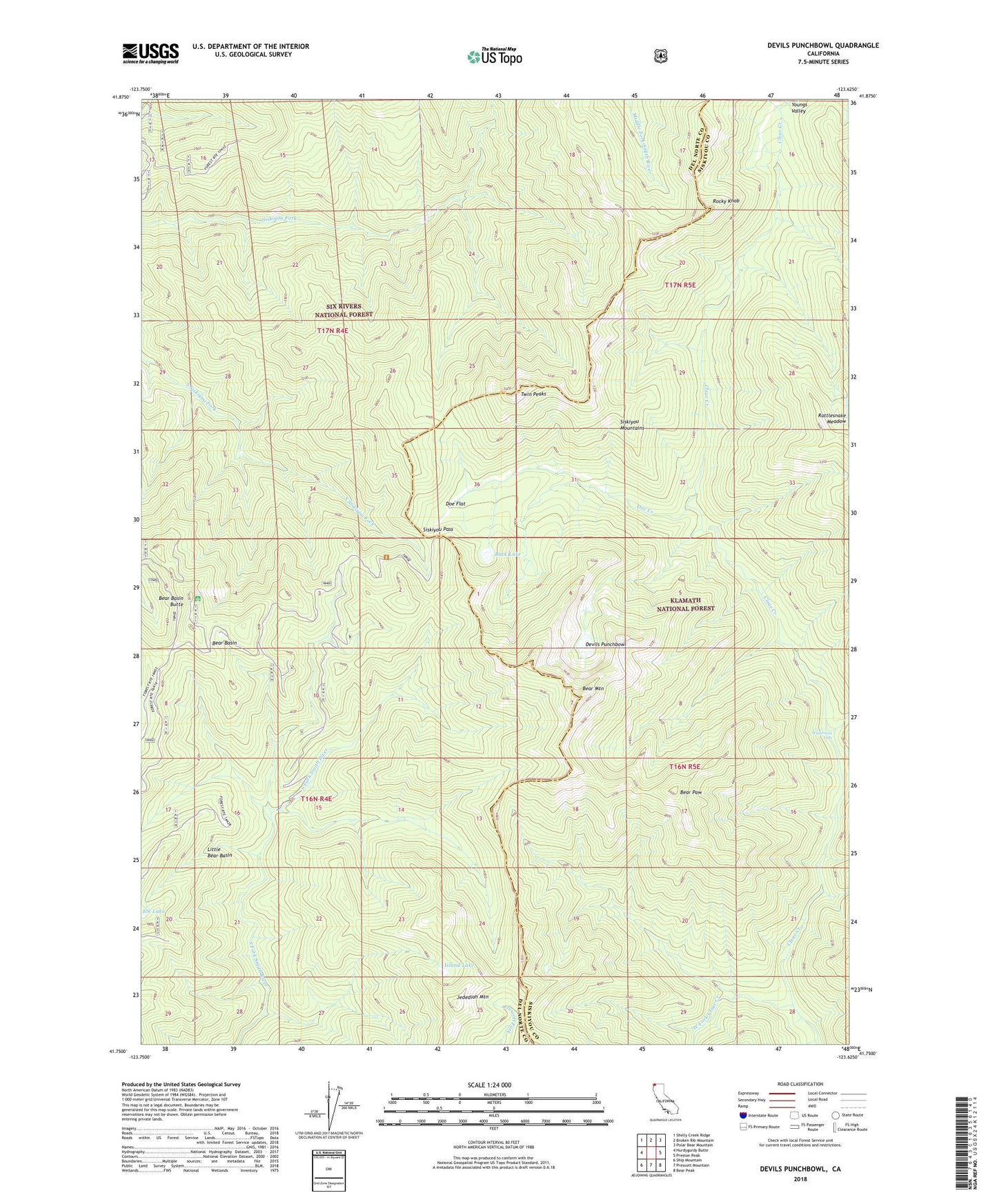 Devils Punchbowl California US Topo Map Image