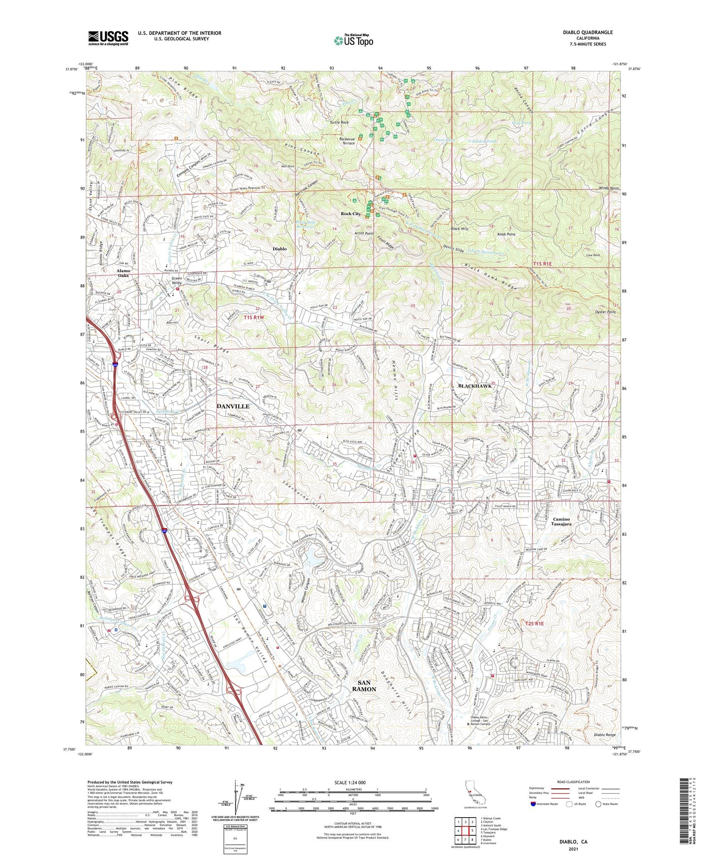 Diablo California US Topo Map Image