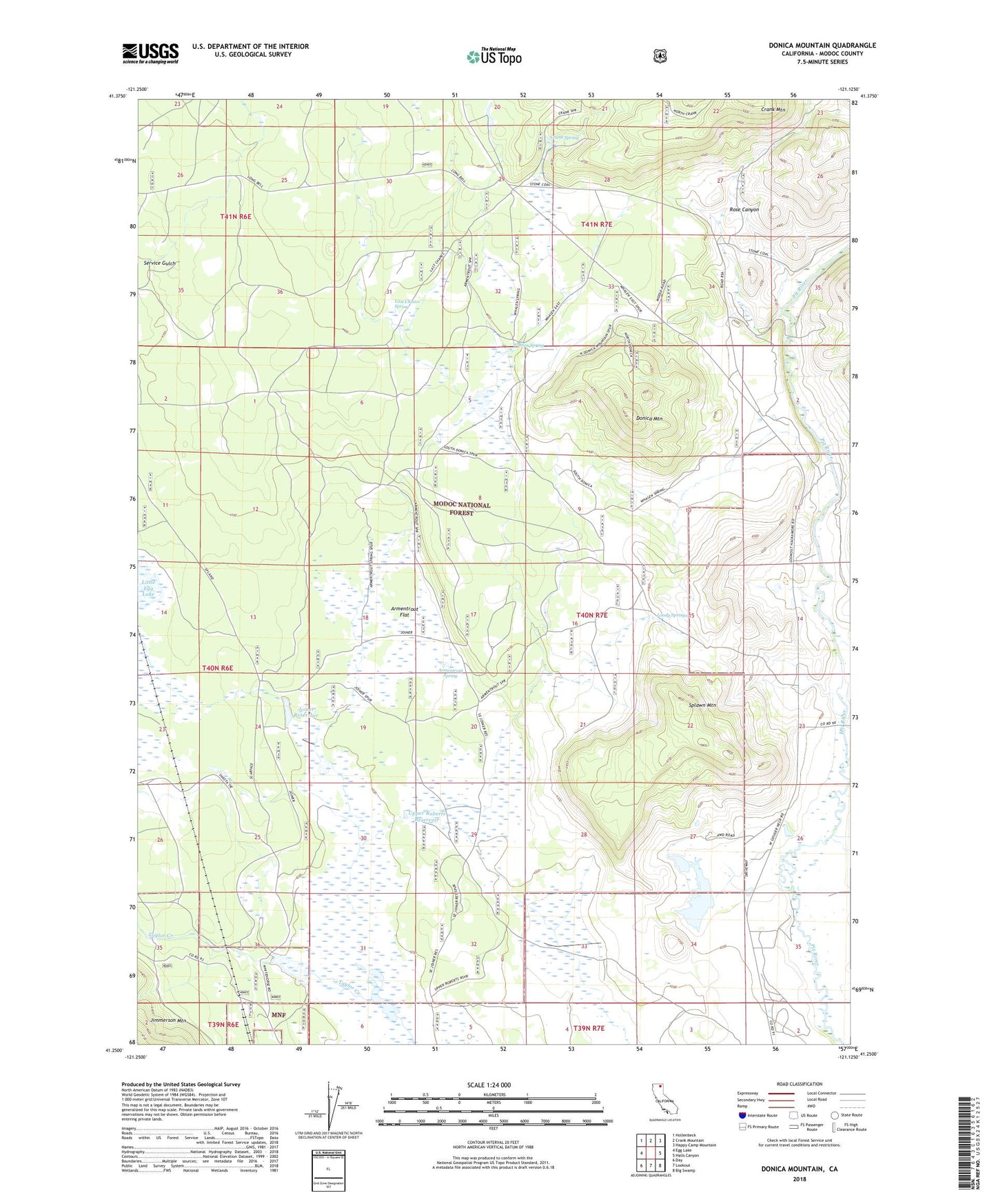 Donica Mountain California US Topo Map Image