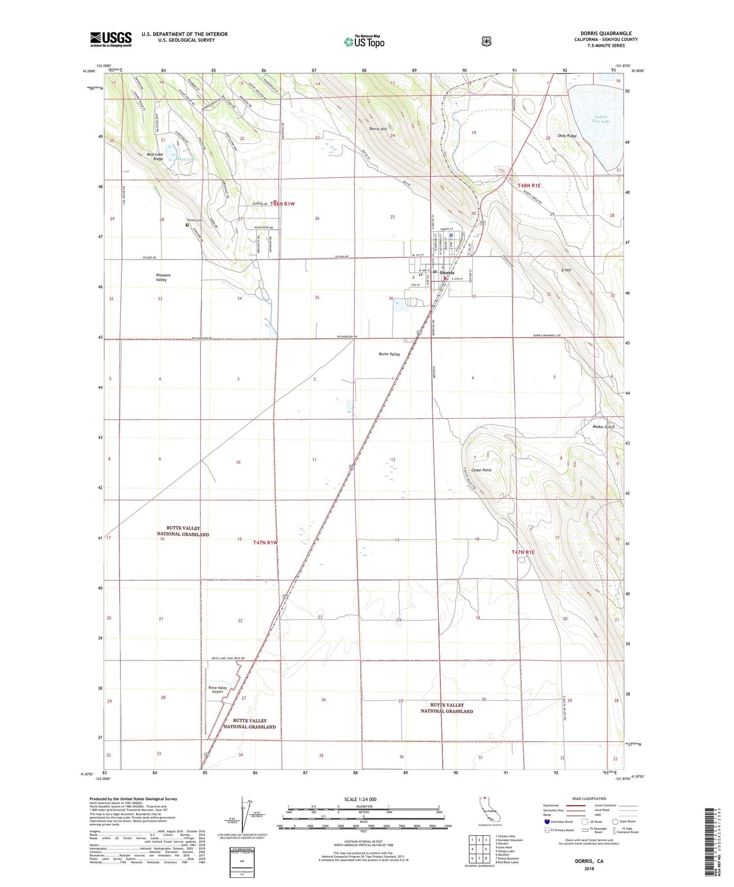 Dorris California US Topo Map Image