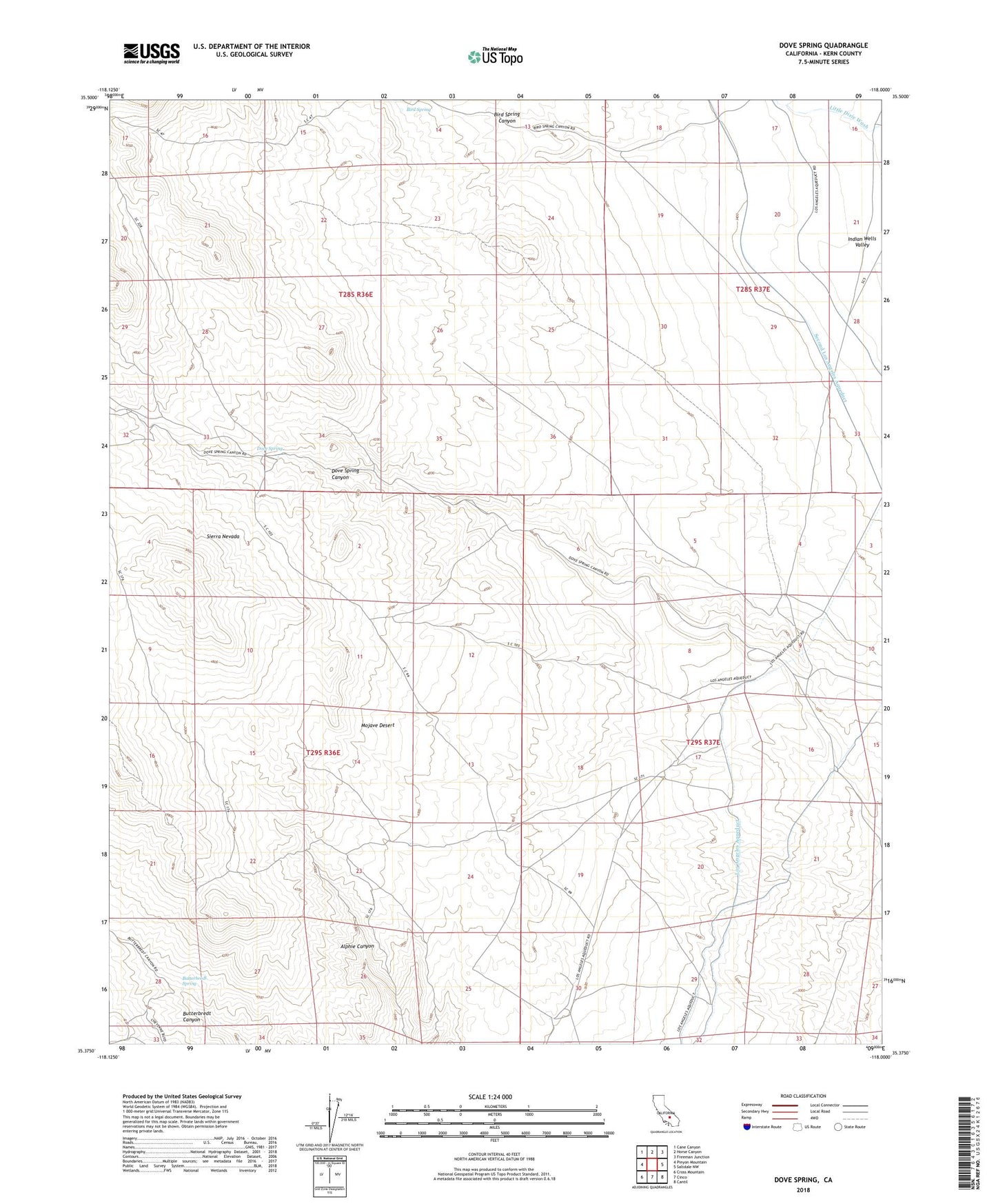 Dove Spring California US Topo Map Image