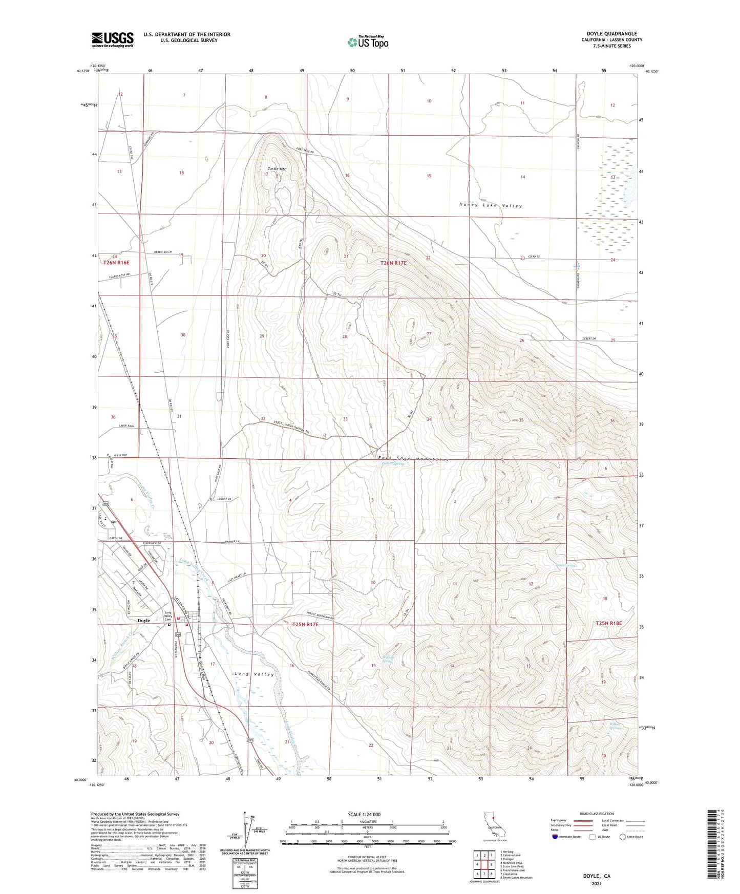 Doyle California US Topo Map Image