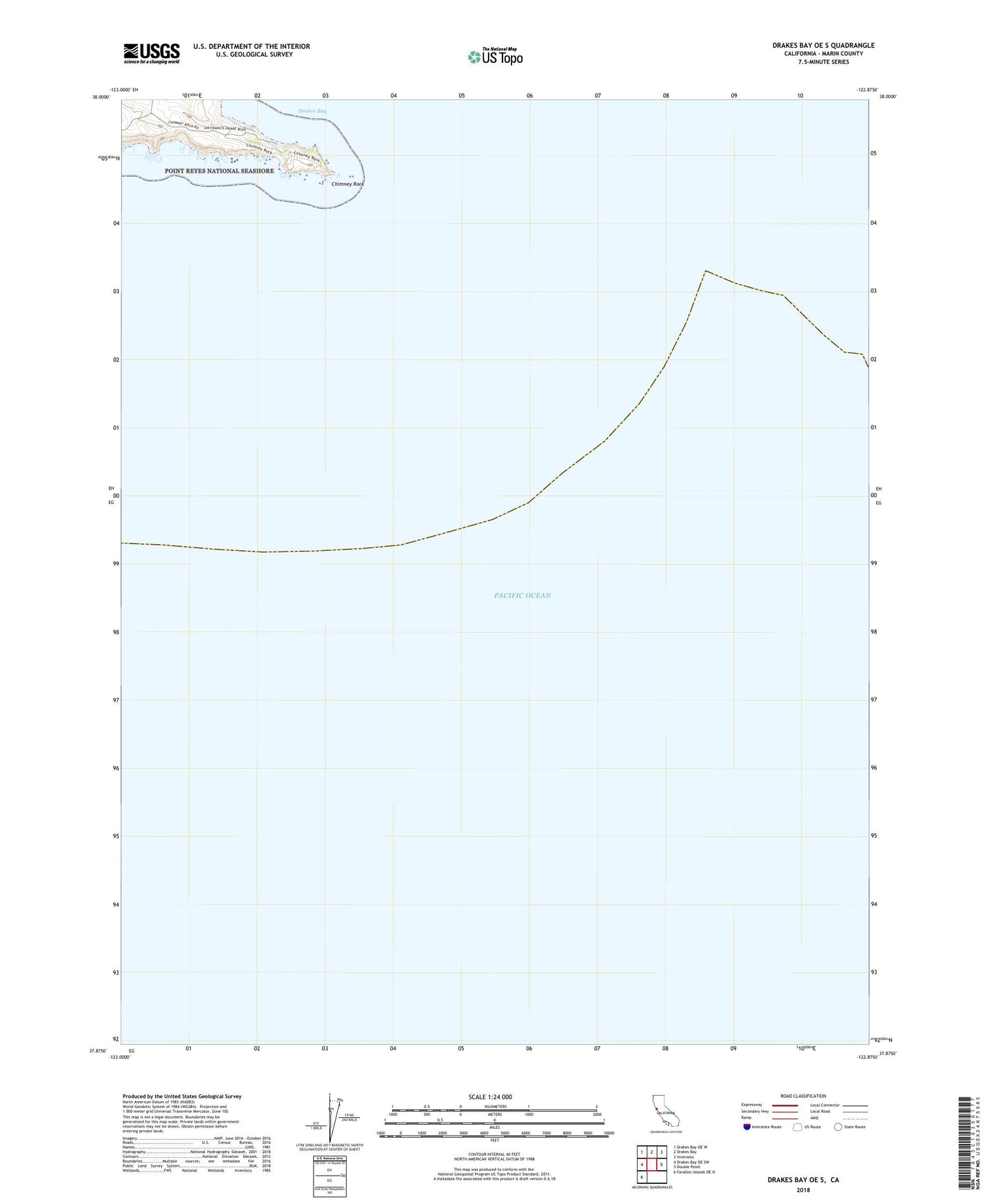 Drakes Bay OE S California US Topo Map Image