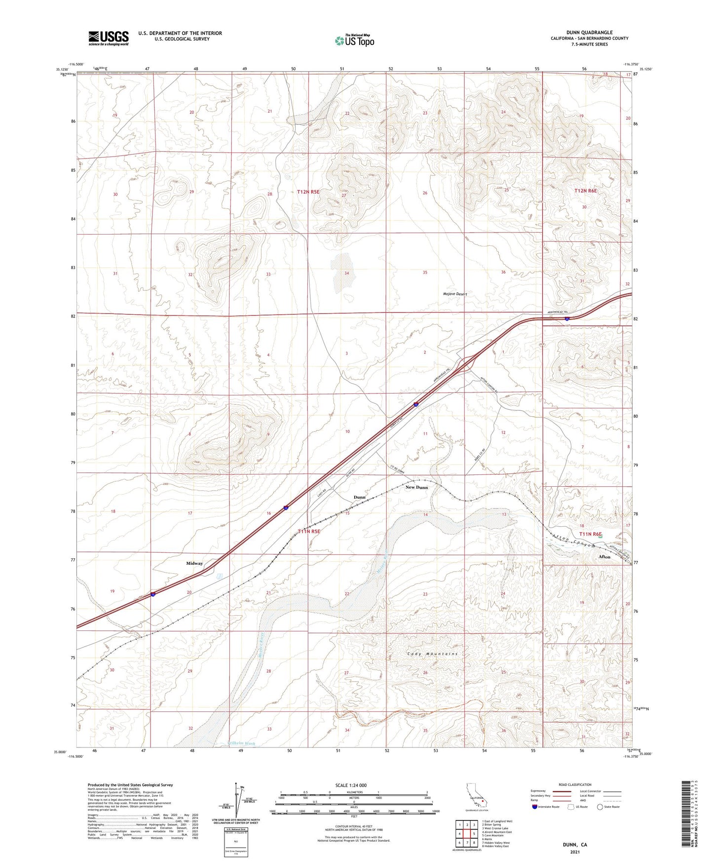 Dunn California US Topo Map Image