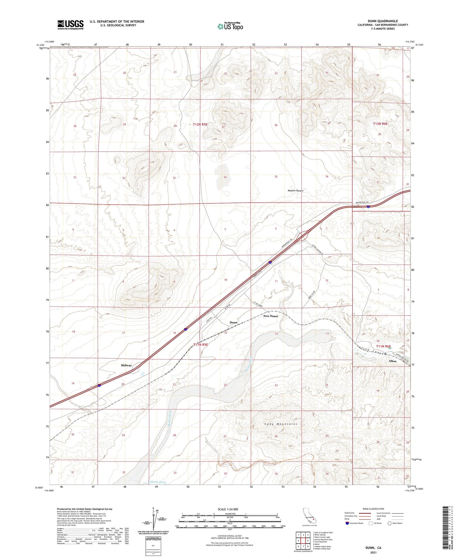 Dunn California US Topo Map Image
