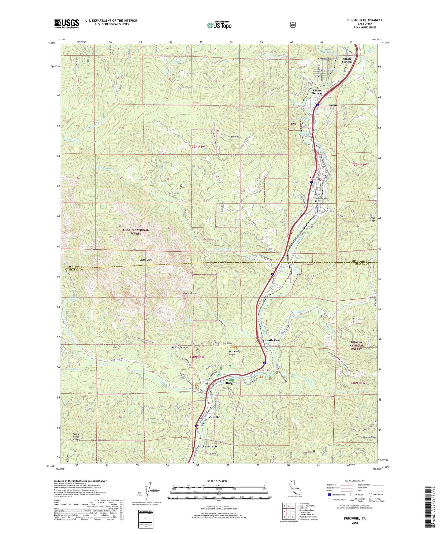 Dunsmuir California US Topo Map Image