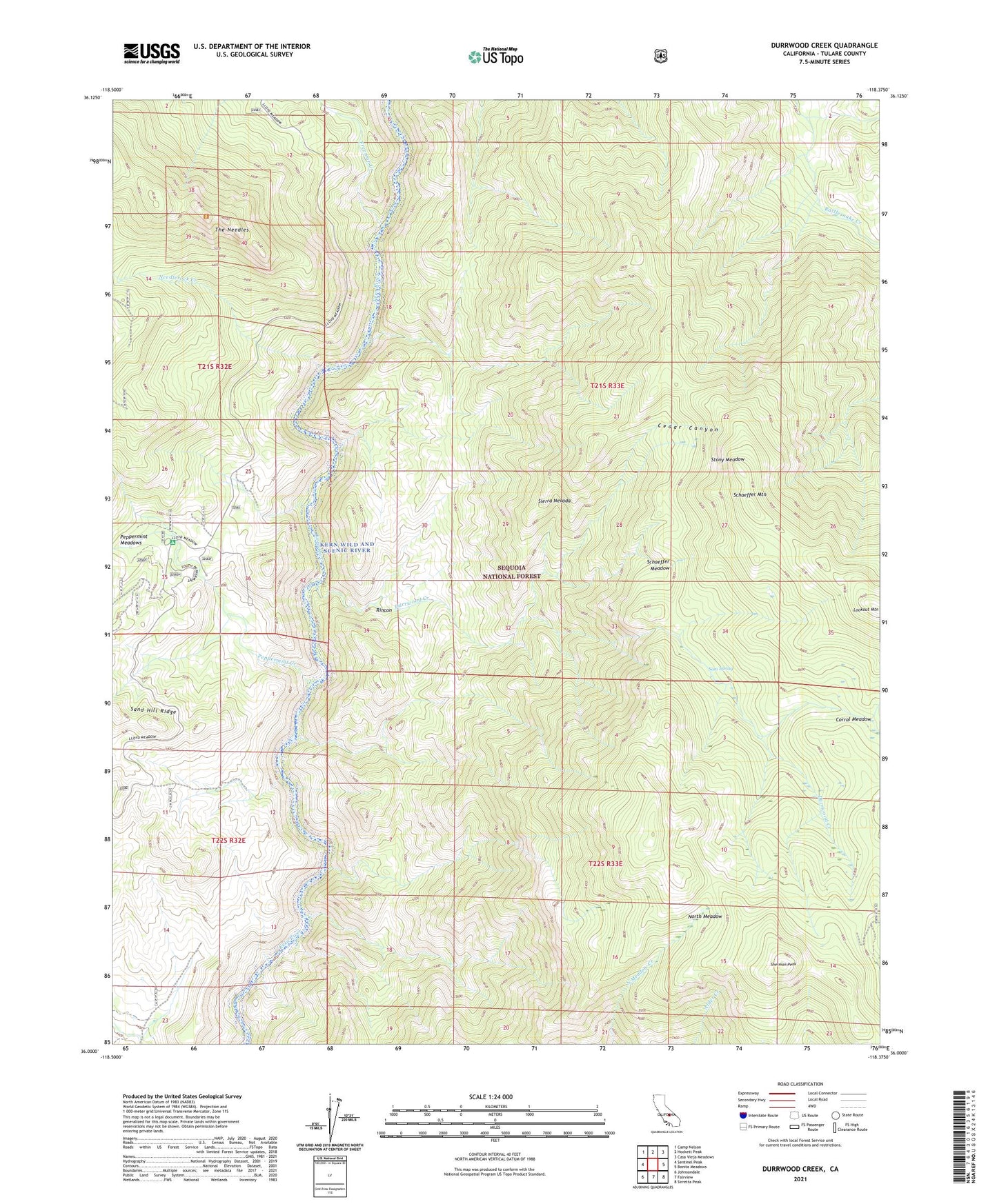 Durrwood Creek California US Topo Map Image