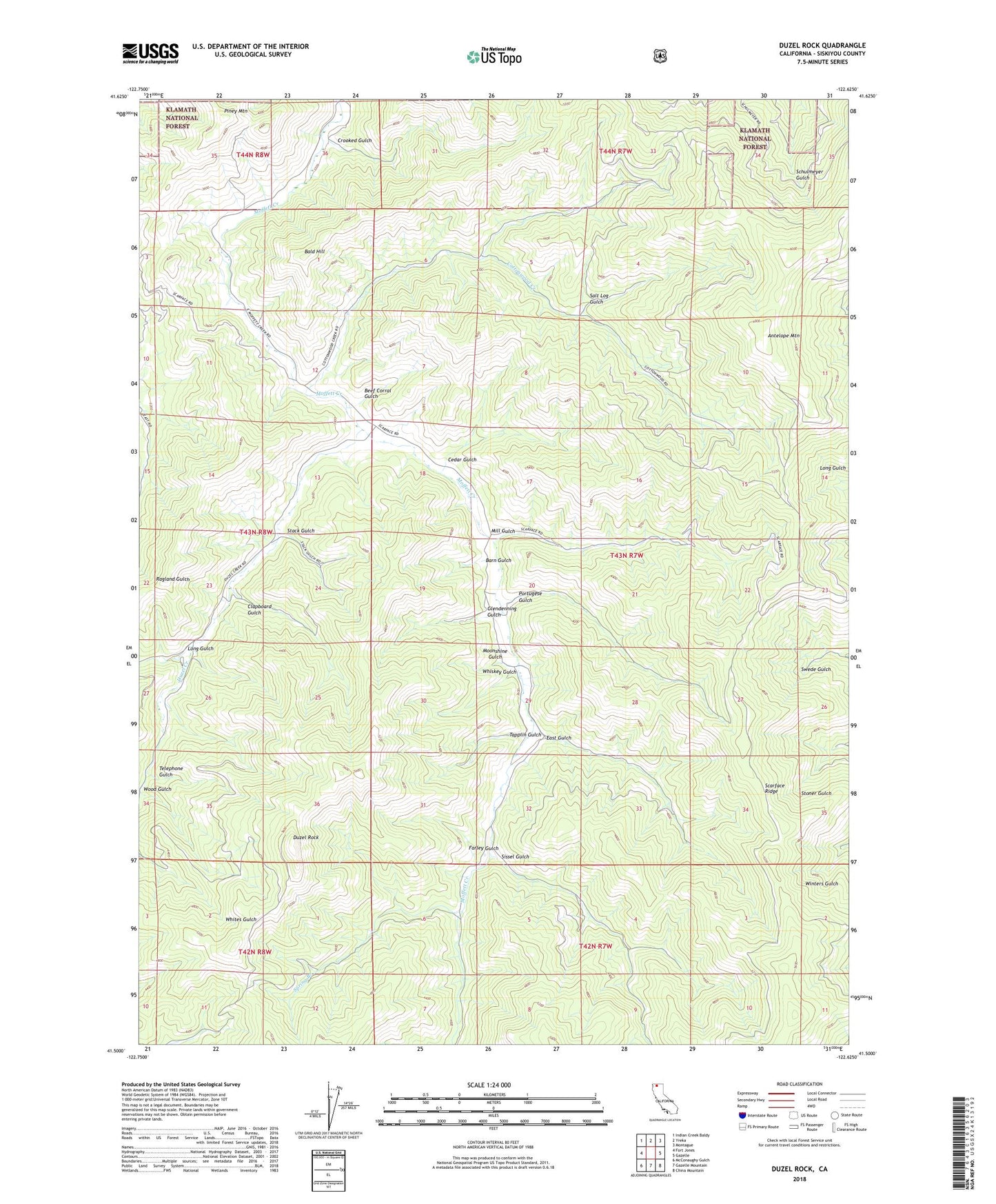 Duzel Rock California US Topo Map Image