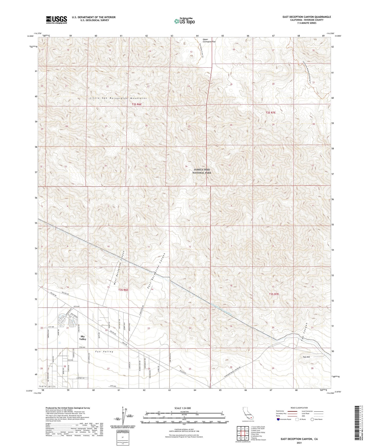 East Deception Canyon California US Topo Map Image